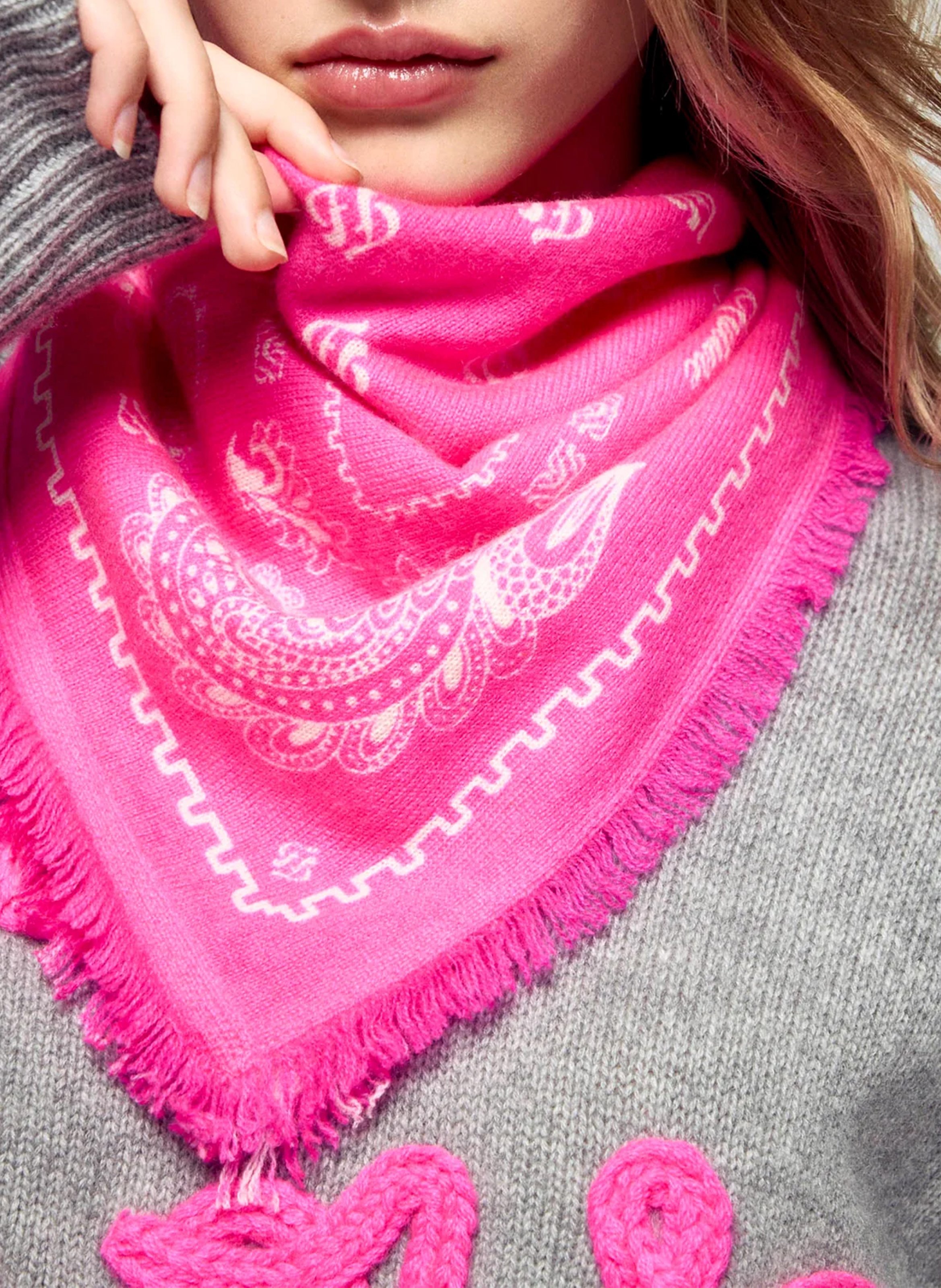 Printed cashmere floaty scarf FROM FUTURE Pink
