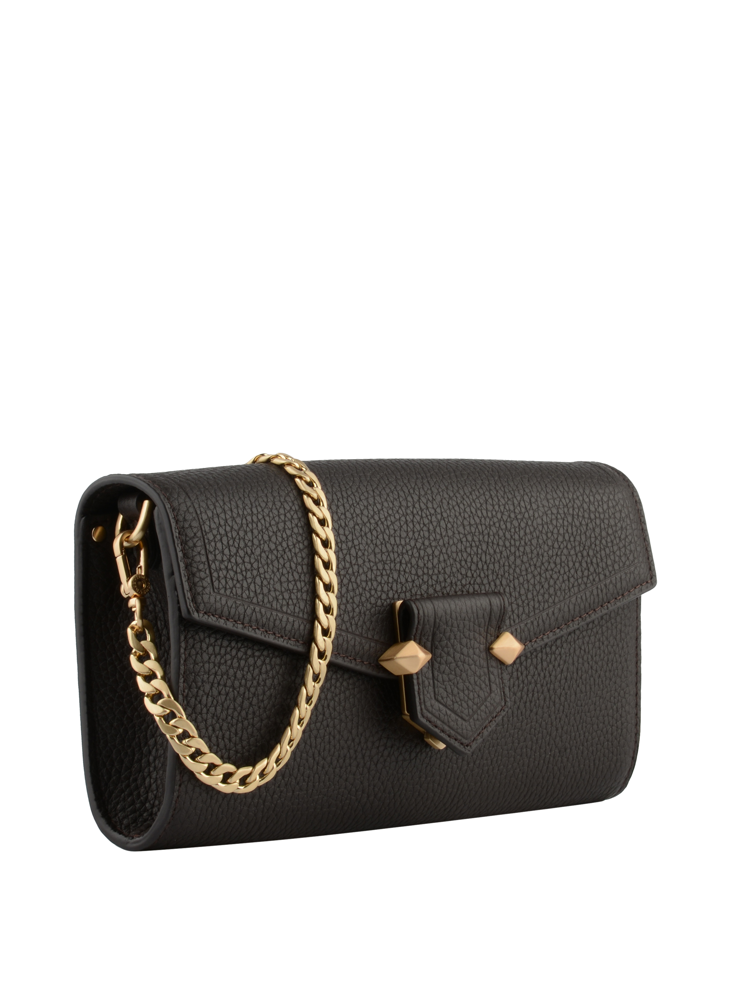 Clutch - cowhide leather POURCHET Brown