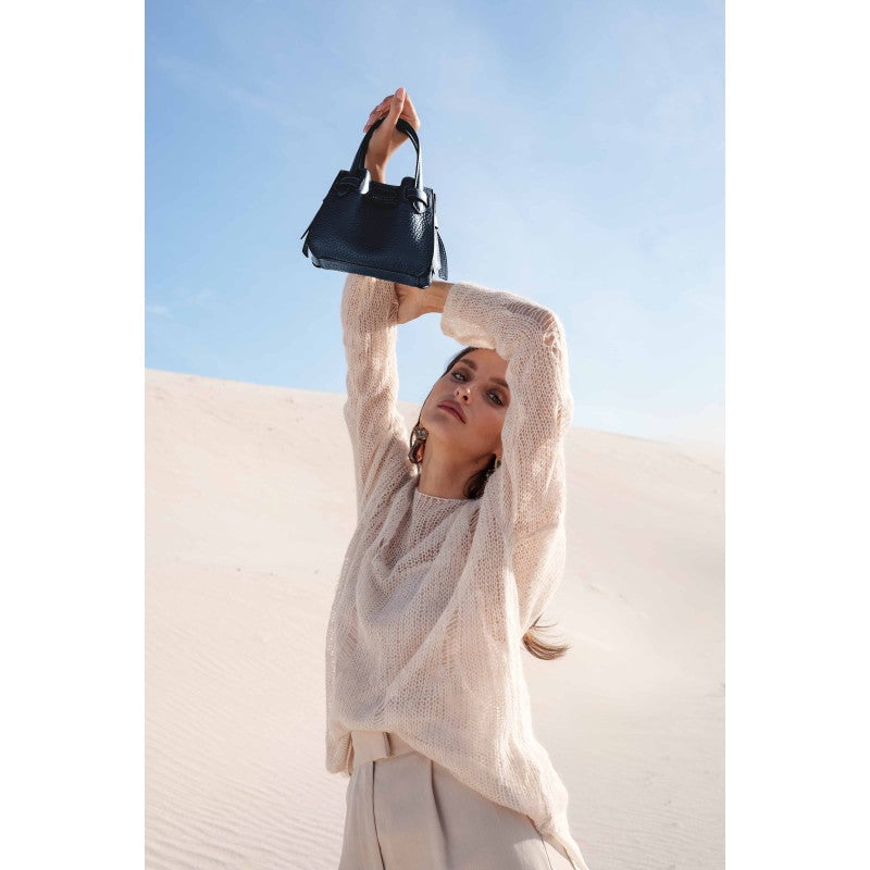 Handbag - cowhide leather POURCHET Blue