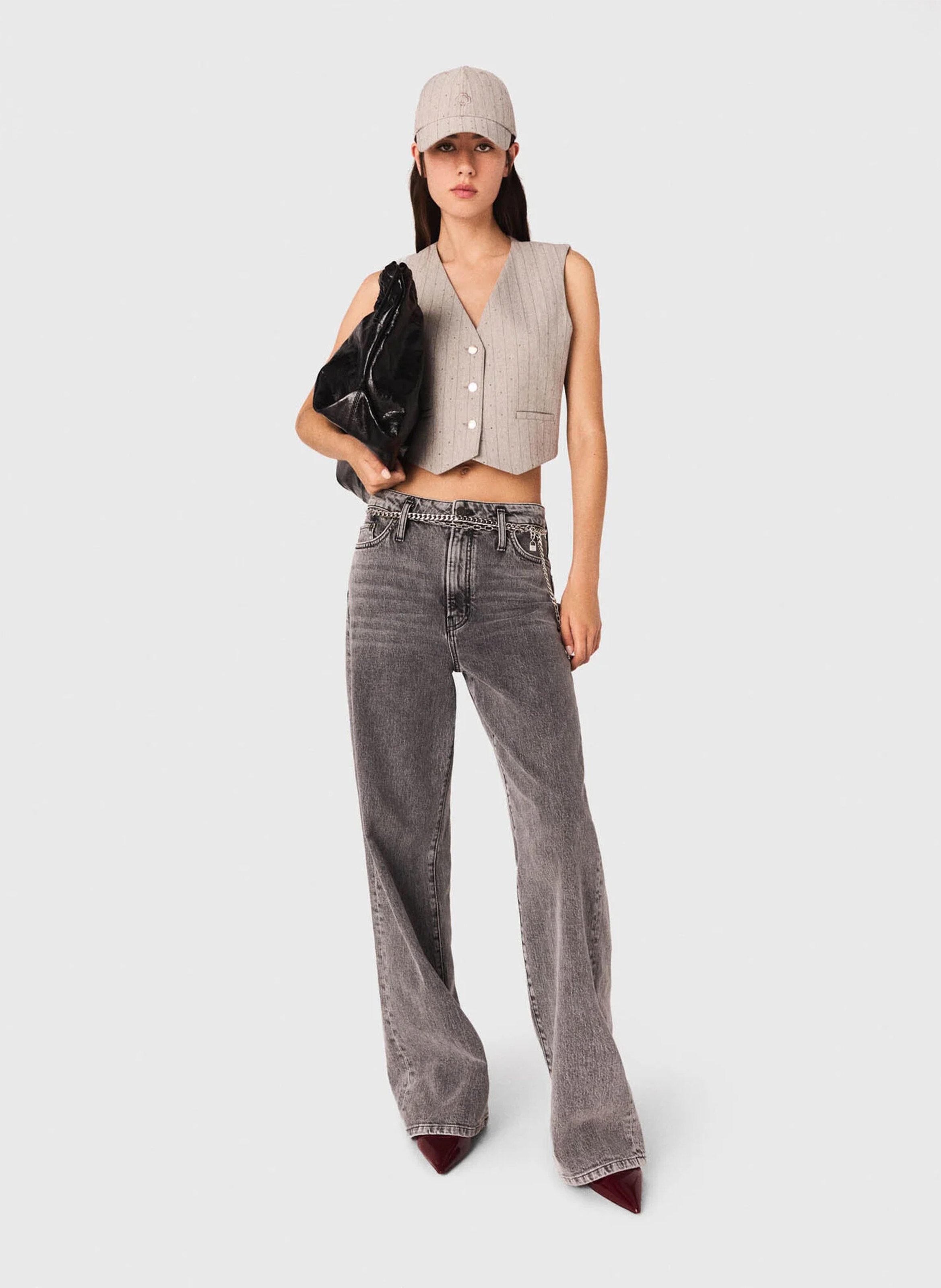 Aansluitend gestreept vest MAJE Grijs