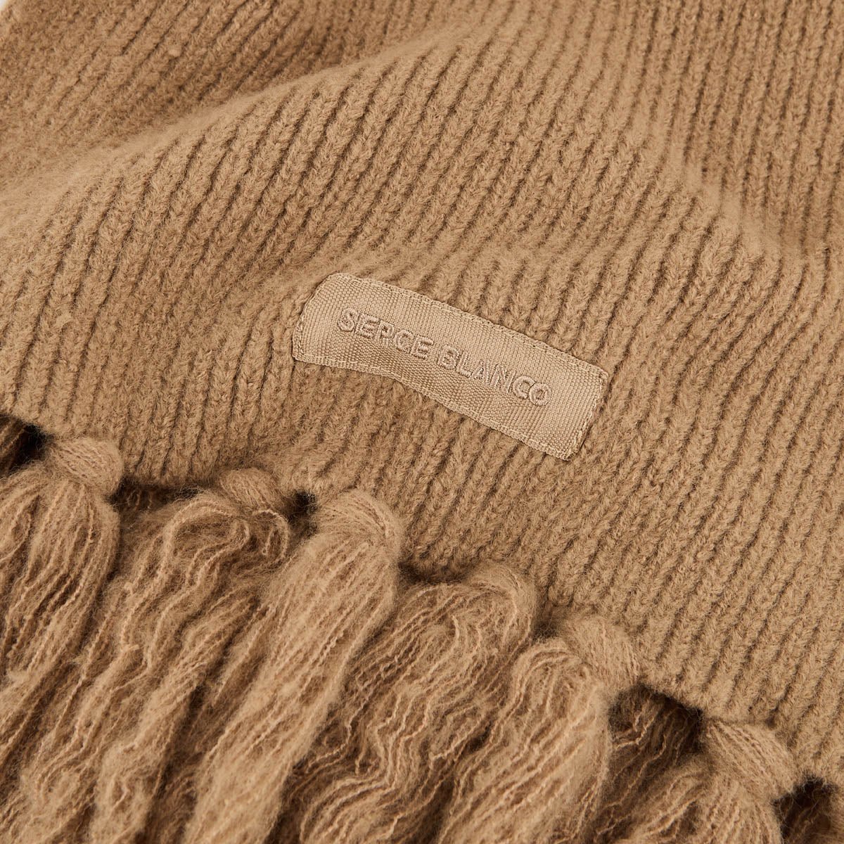 Solid fringe scarf SERGE BLANCO Brown