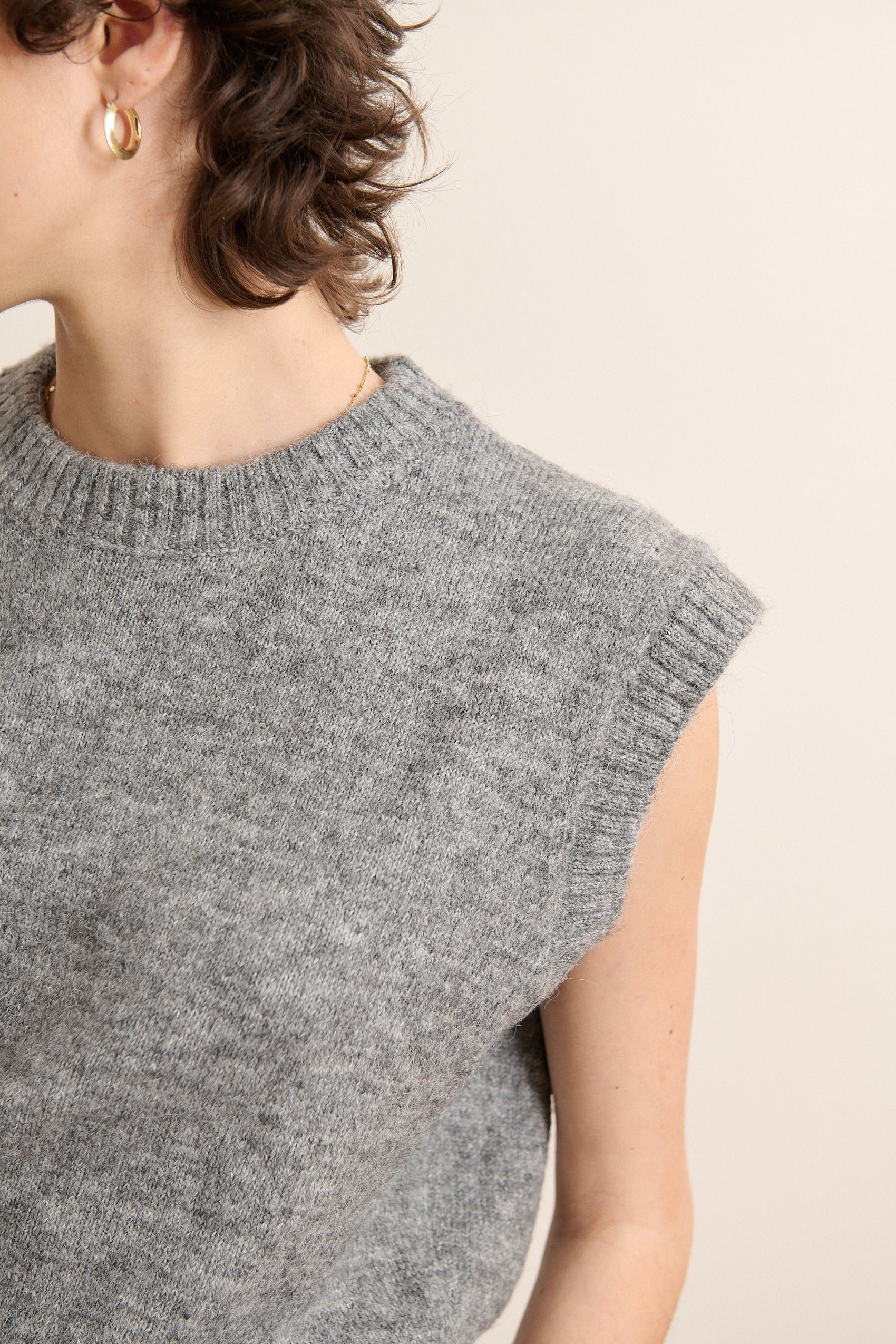 Round neck sleeveless sweater GARANCE PARIS Grey