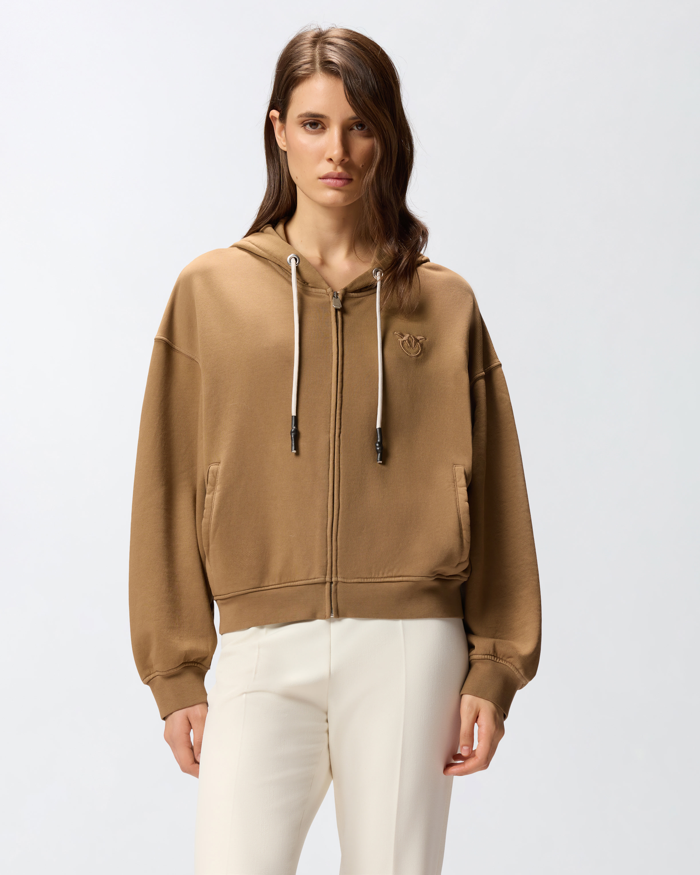 Zip-up hoodie sweatshirt PINKO Brown