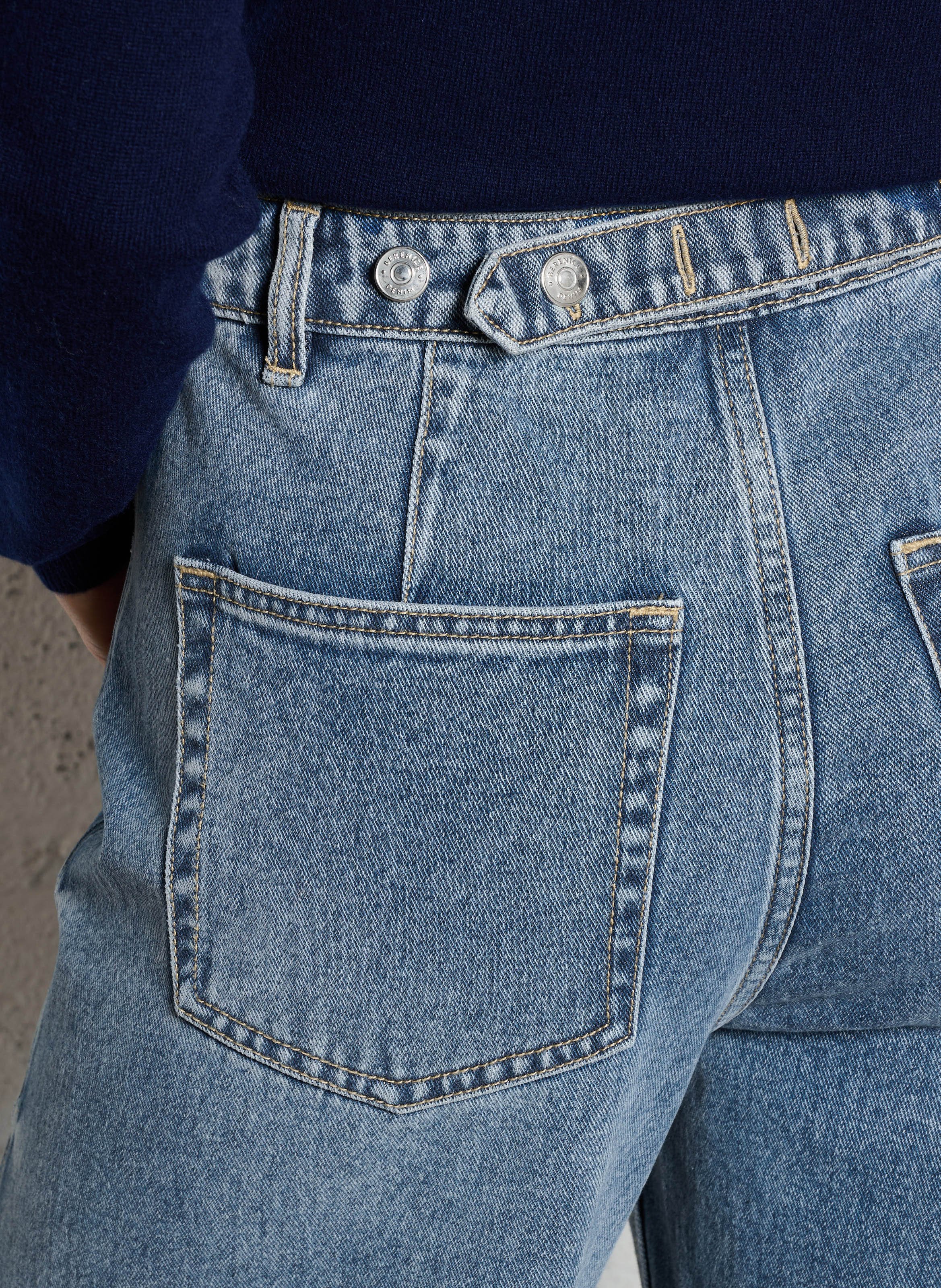 Jean droit large en coton mélangé BERENICE Bleu