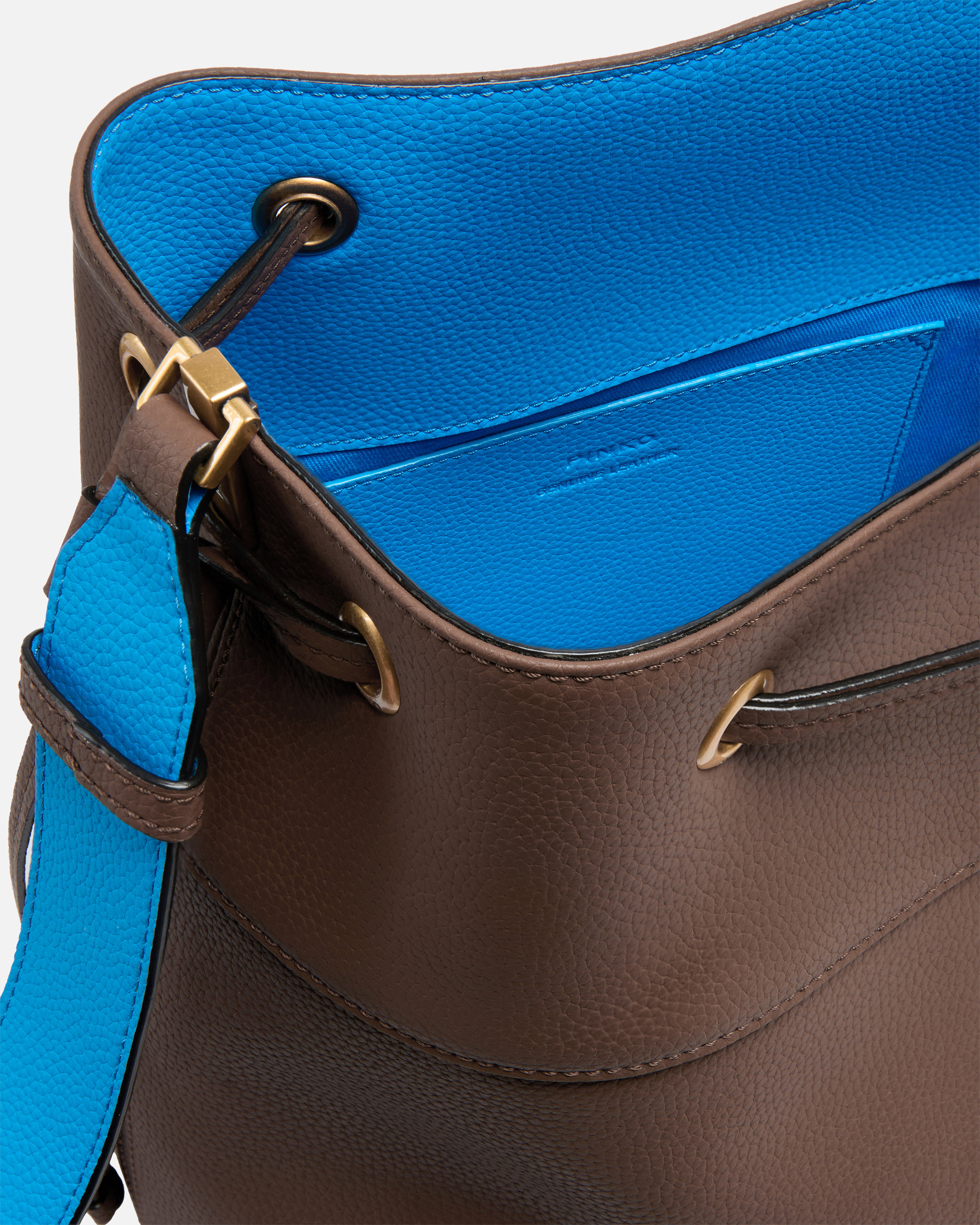 Medium bucket shoulder bag in full grain leather with love birds logo PINKO Brown