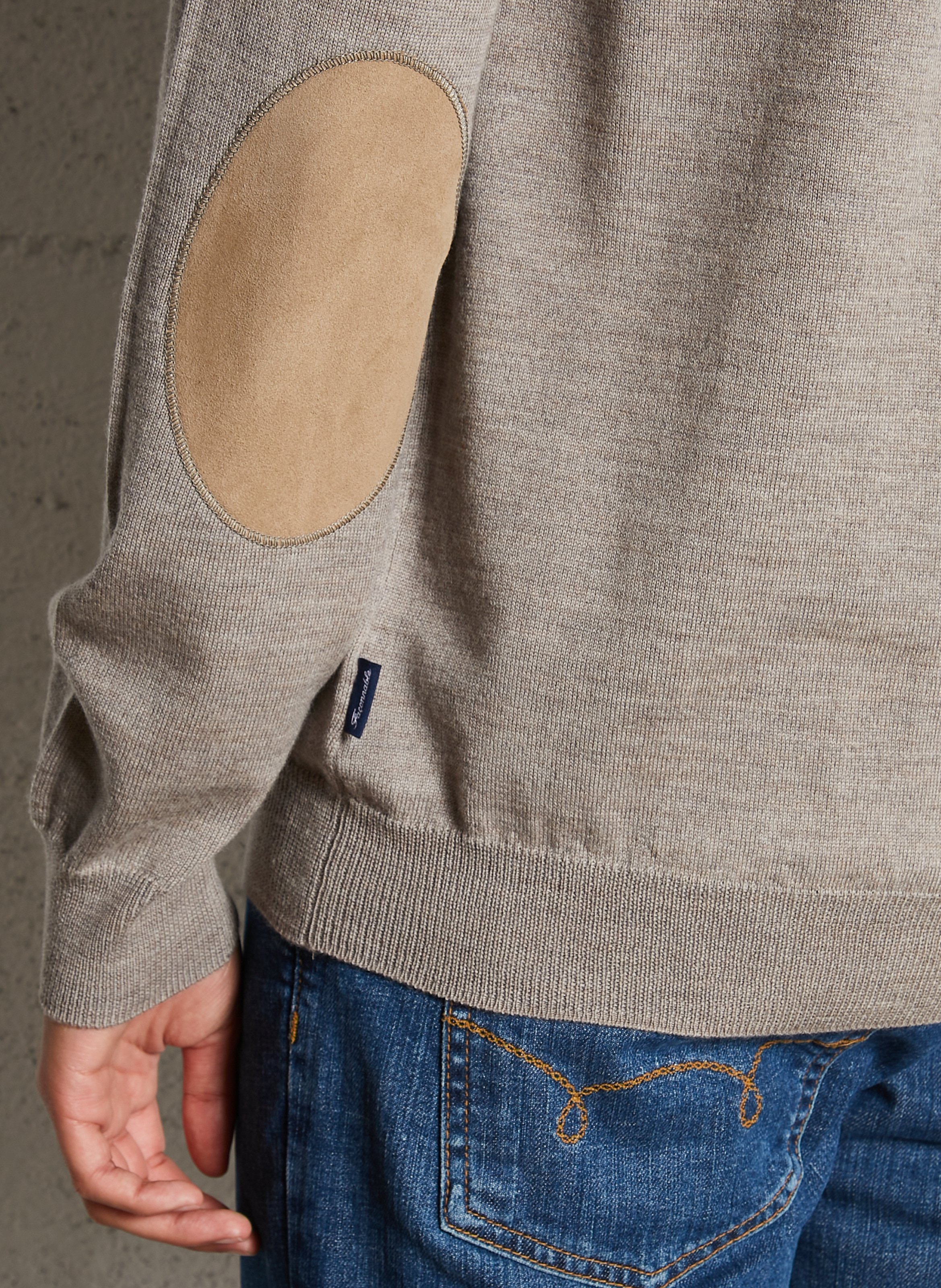 Rechte wollen trui met opstaande kraag en rits FACONNABLE Beige