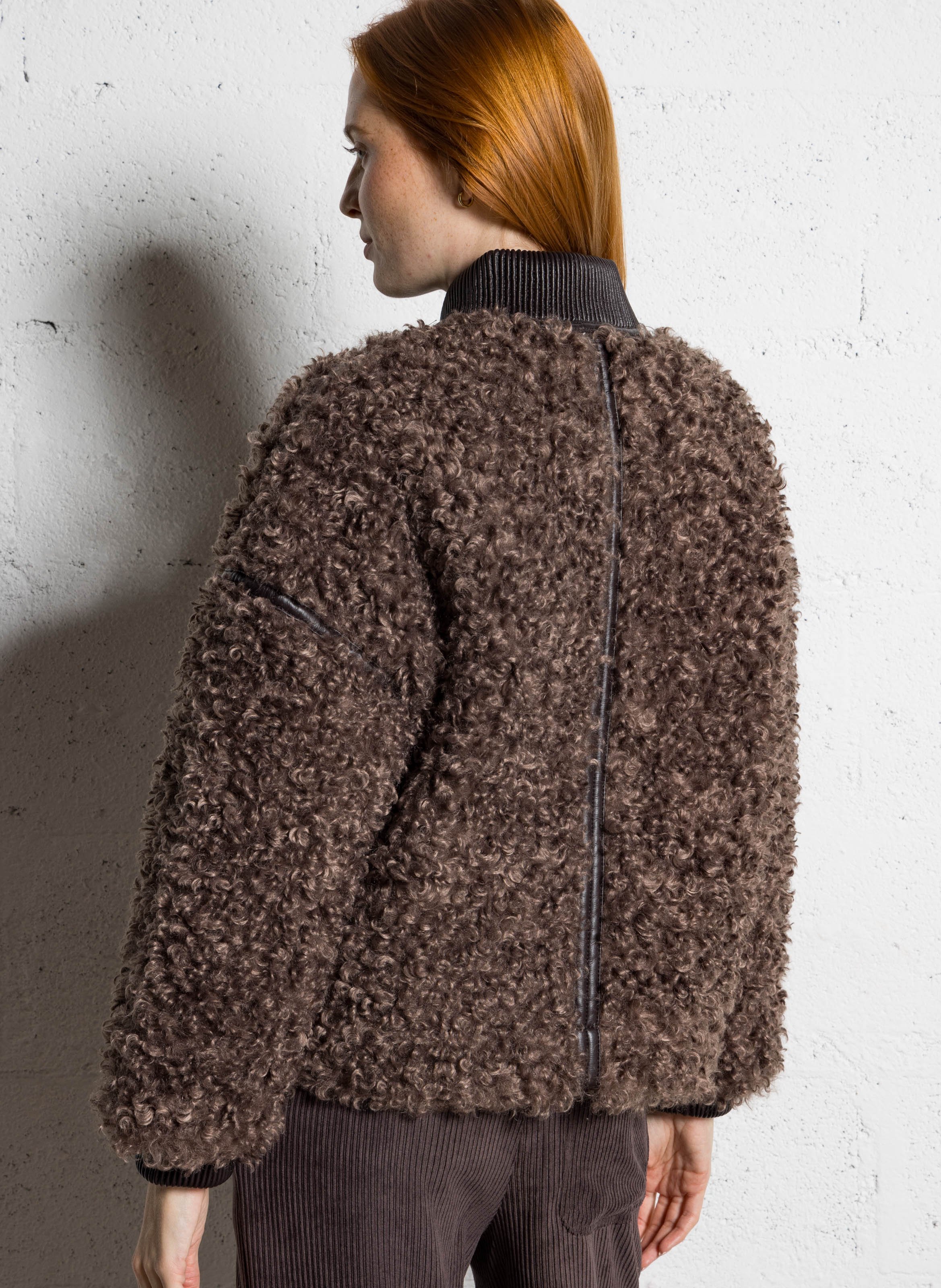 Jasje met ronde hals en imitatiebont BERENICE Bruin