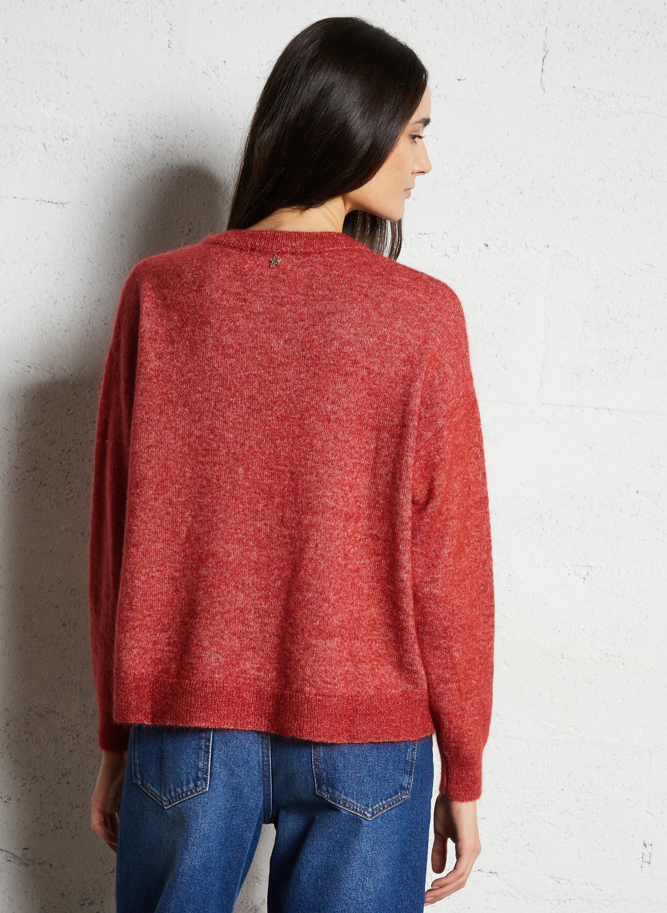 Cardigan col rond en laine mélangée SUD EXPRESS Rouge