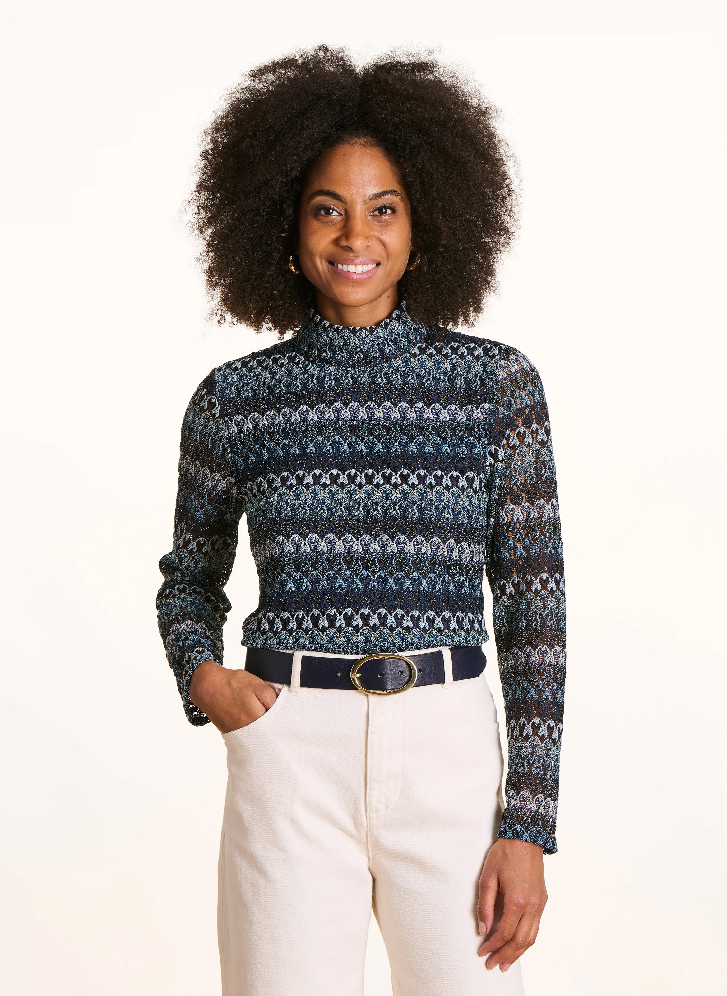 Straight crochet top LA FEE MARABOUTEE Blue