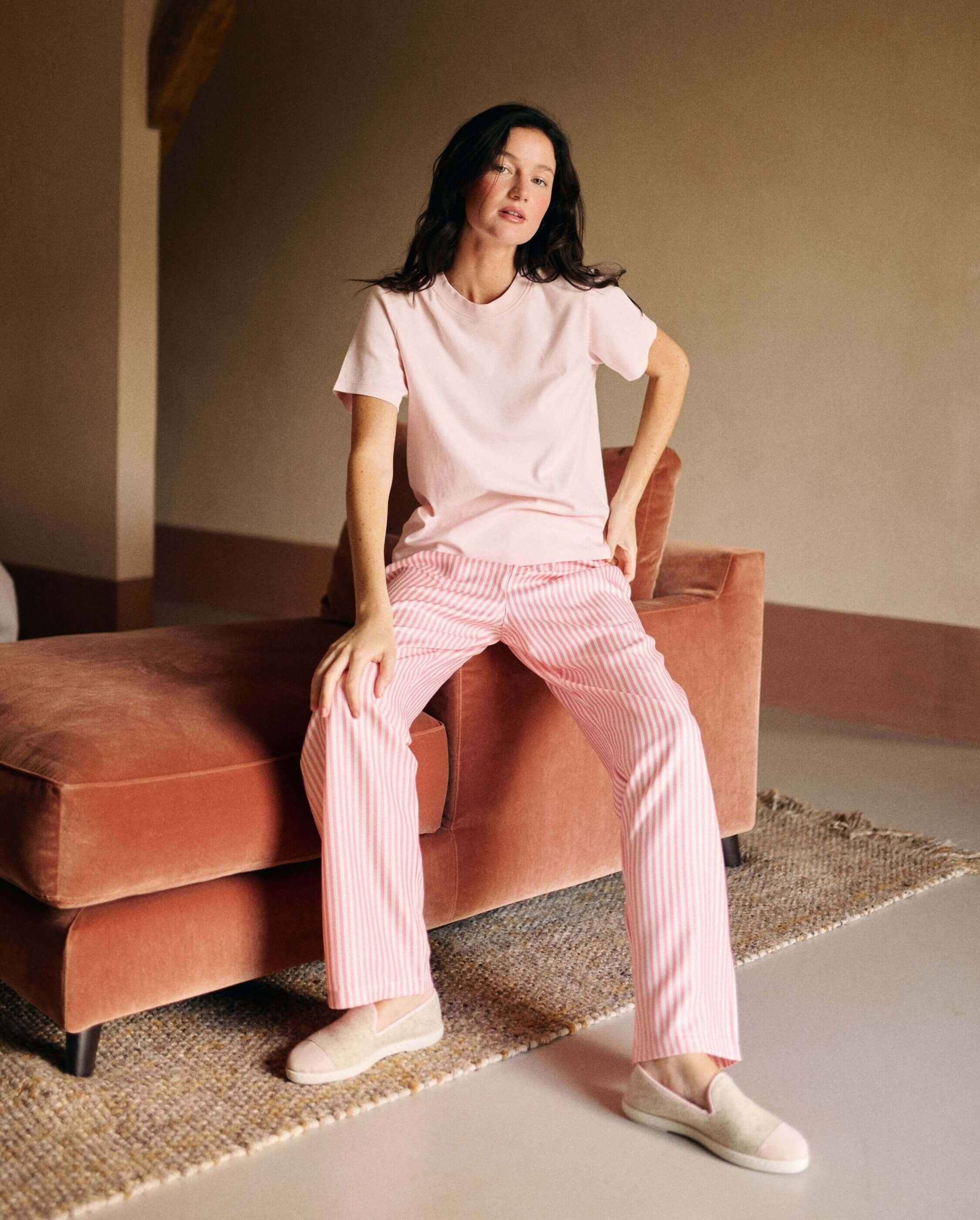 Women's Tencel Pants, Dahlia Stripes ANGARDE Pink