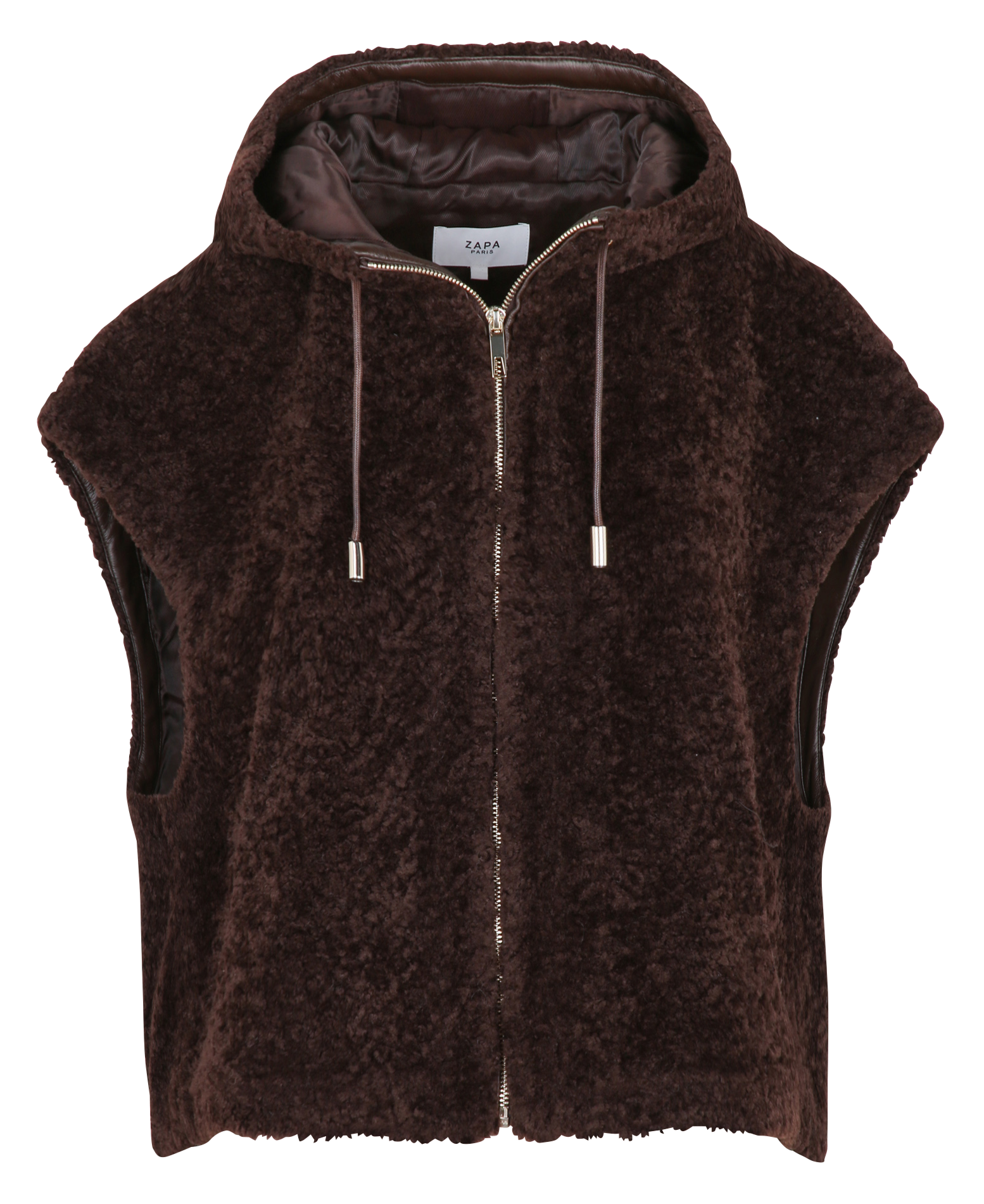 Hooded faux fur overcoat ZAPA Brown