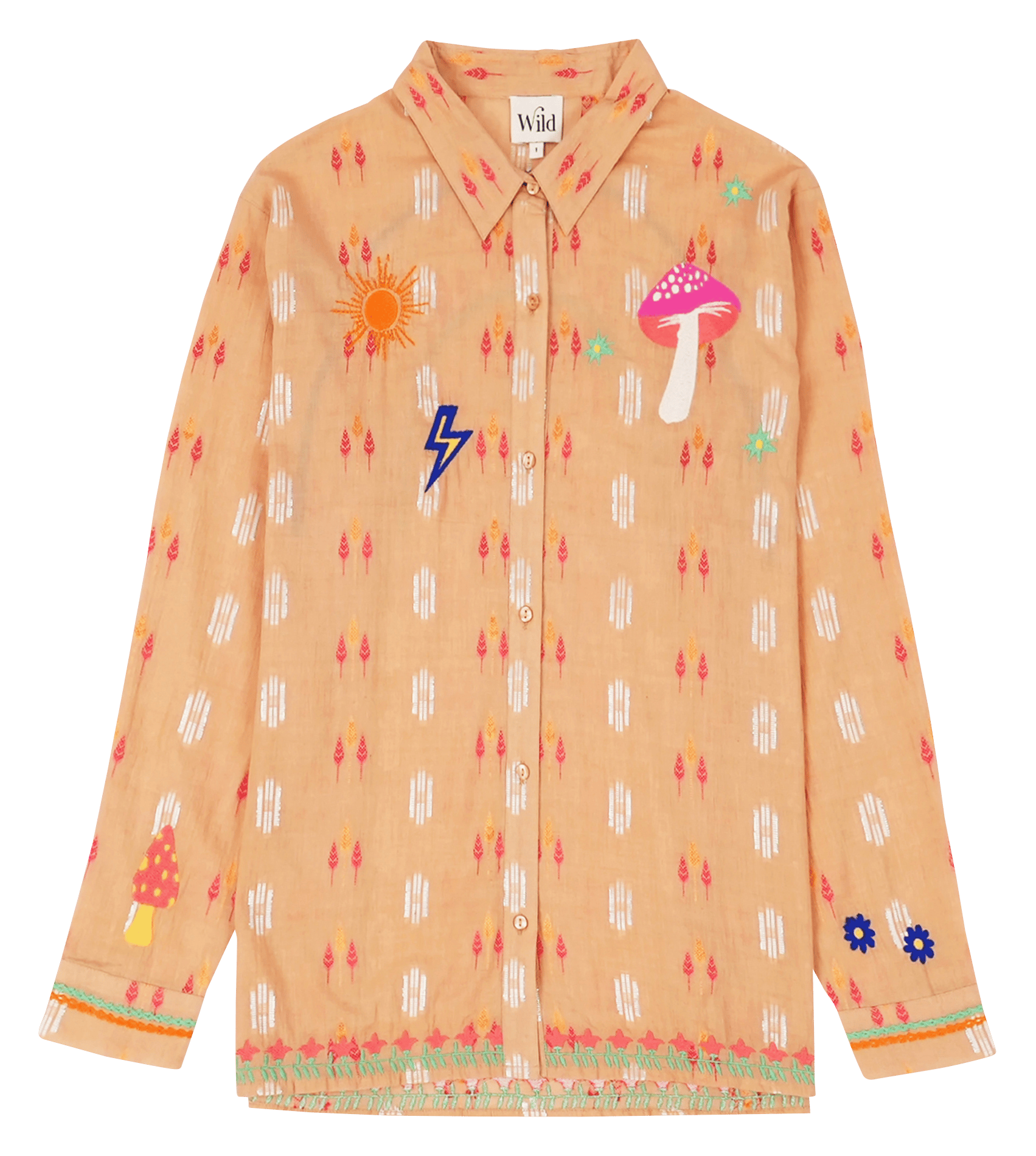 Straight classic collar shirt in printed blended cotton WILD Brown