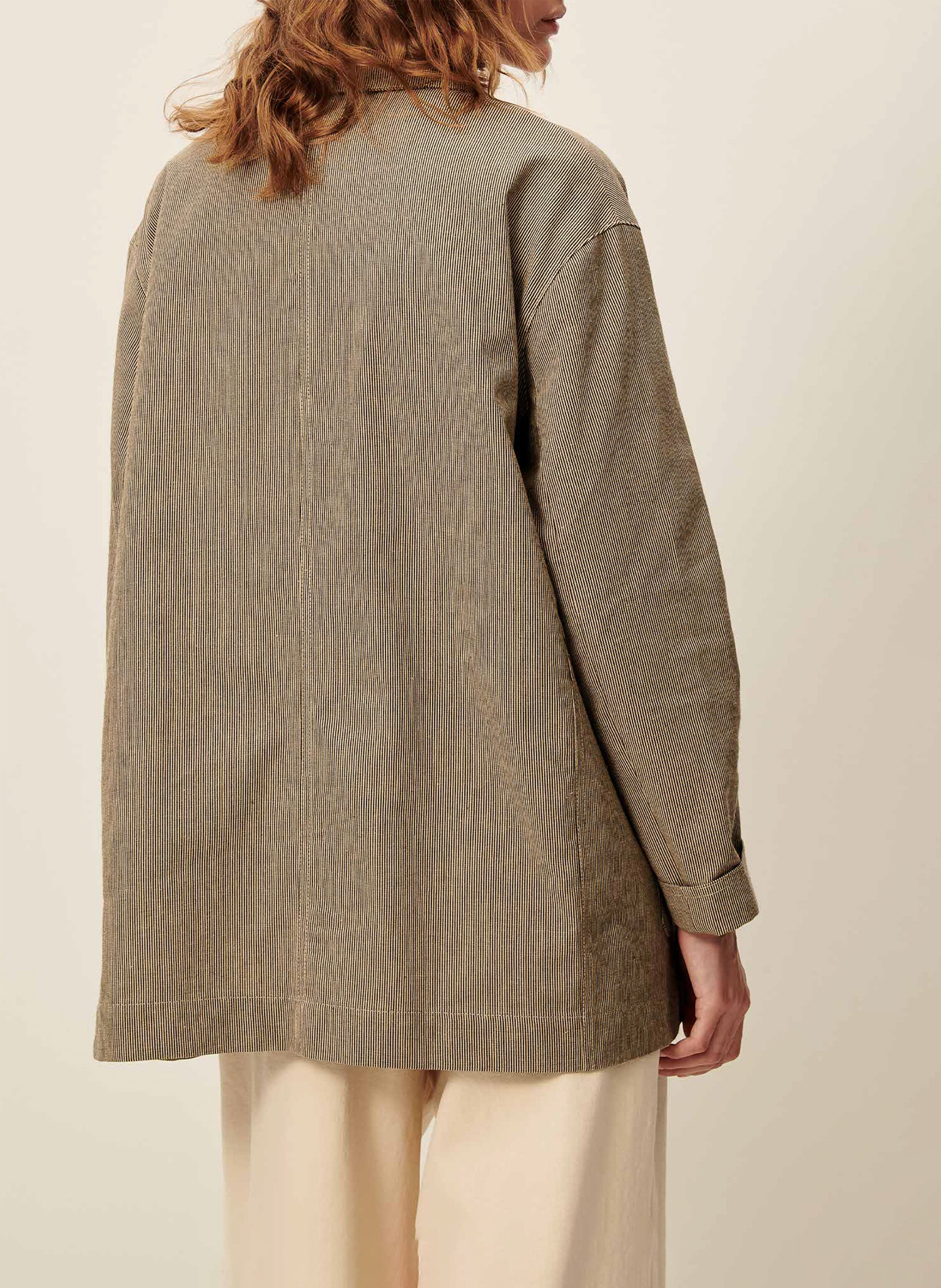 Giacca tailleur dritta in misto cotone SESSUN Beige