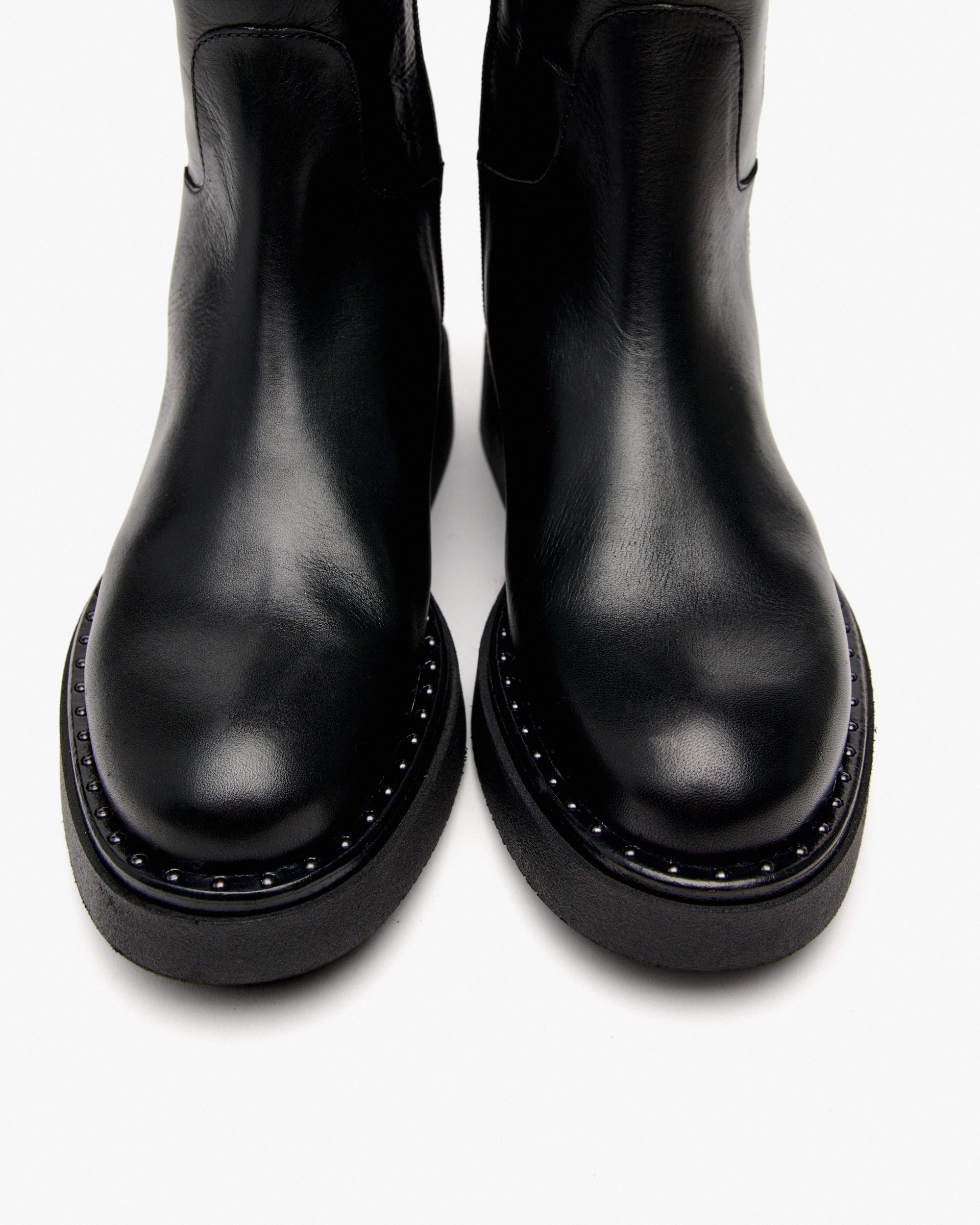 Tall black leather boots. PEDRO MIRALLES Black