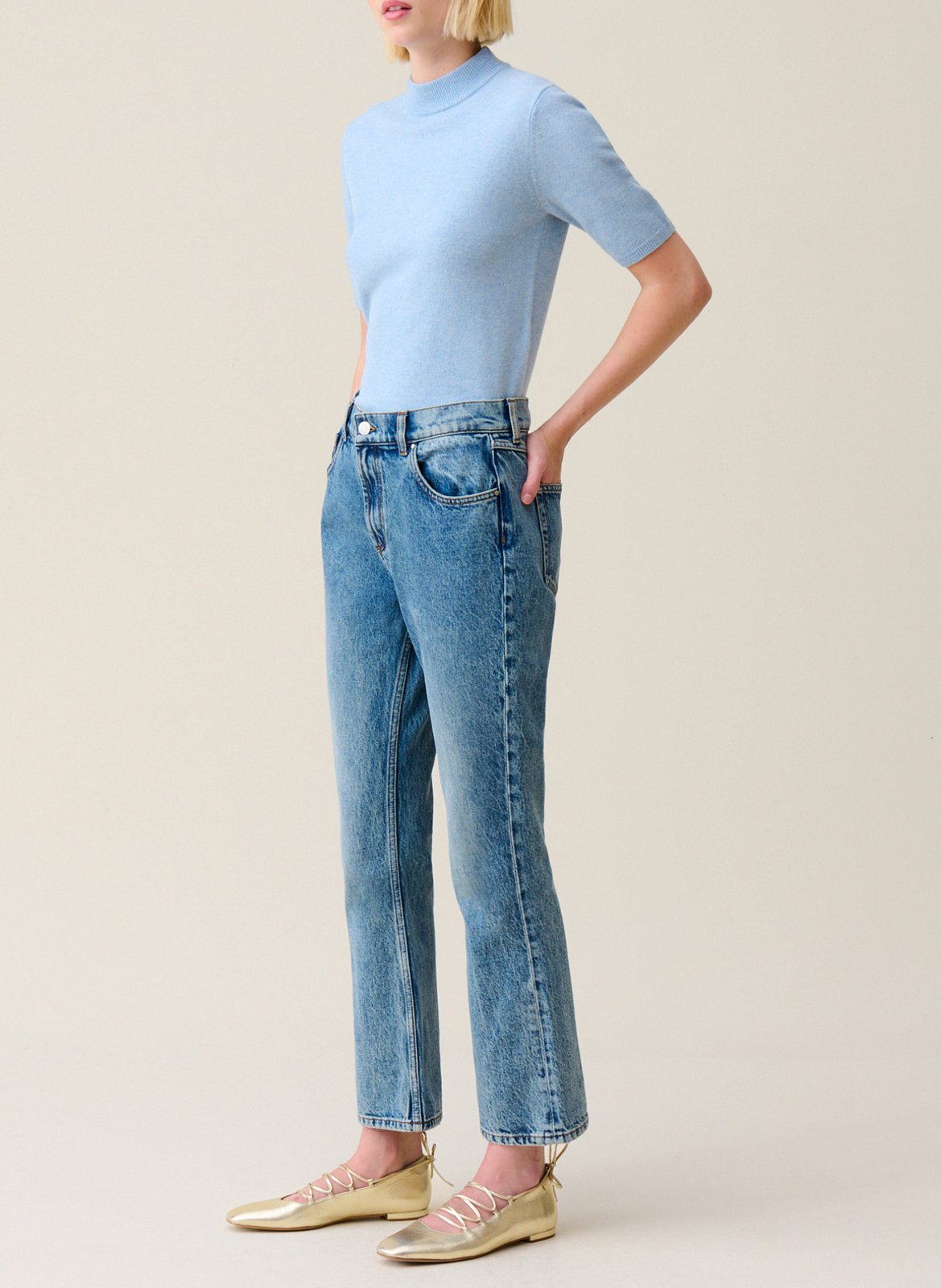 Jean flare en coton mélangé CLAUDIE PIERLOT Bleu