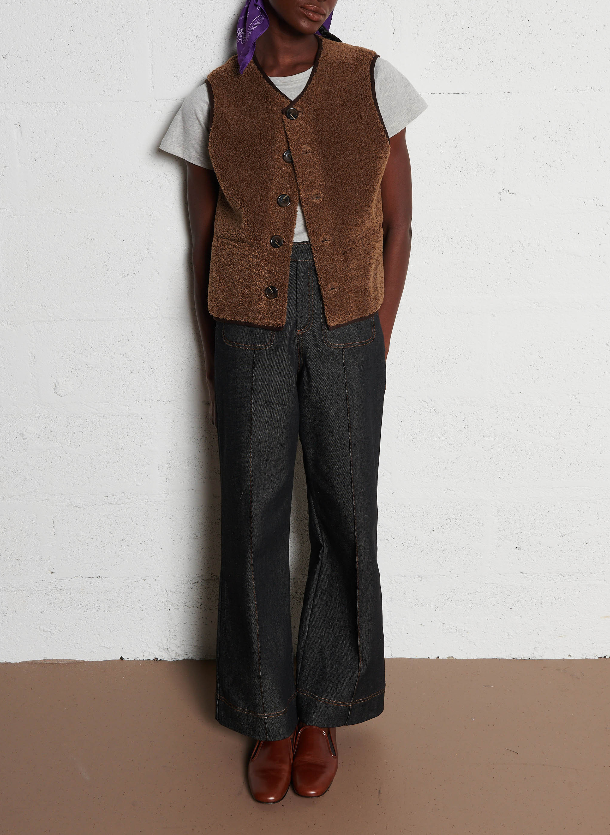 Sheepskin-effect gilet SOEUR Brown