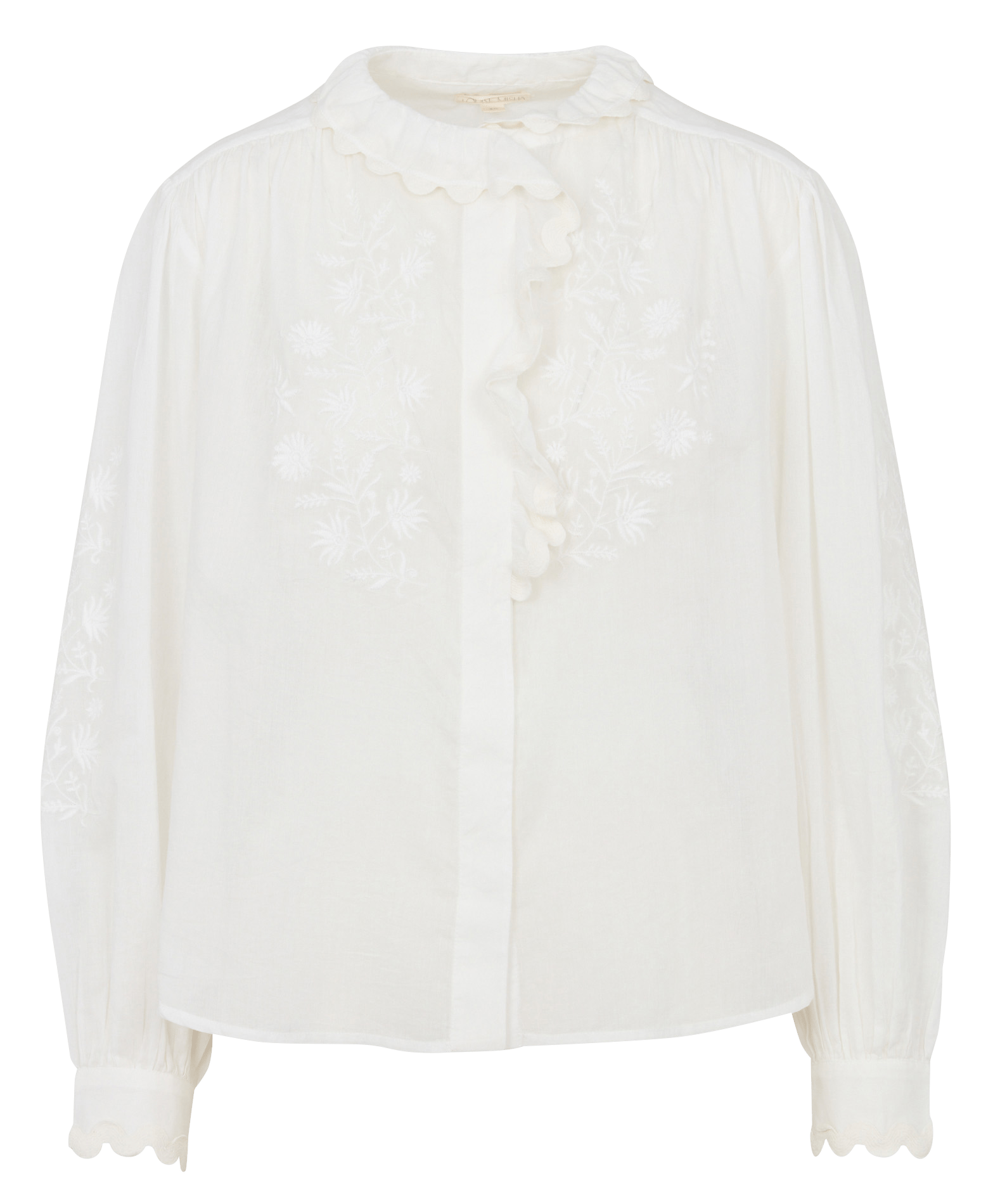 Blouse met asymmetrische kraag van biologisch katoen LOUISE MISHA Wit