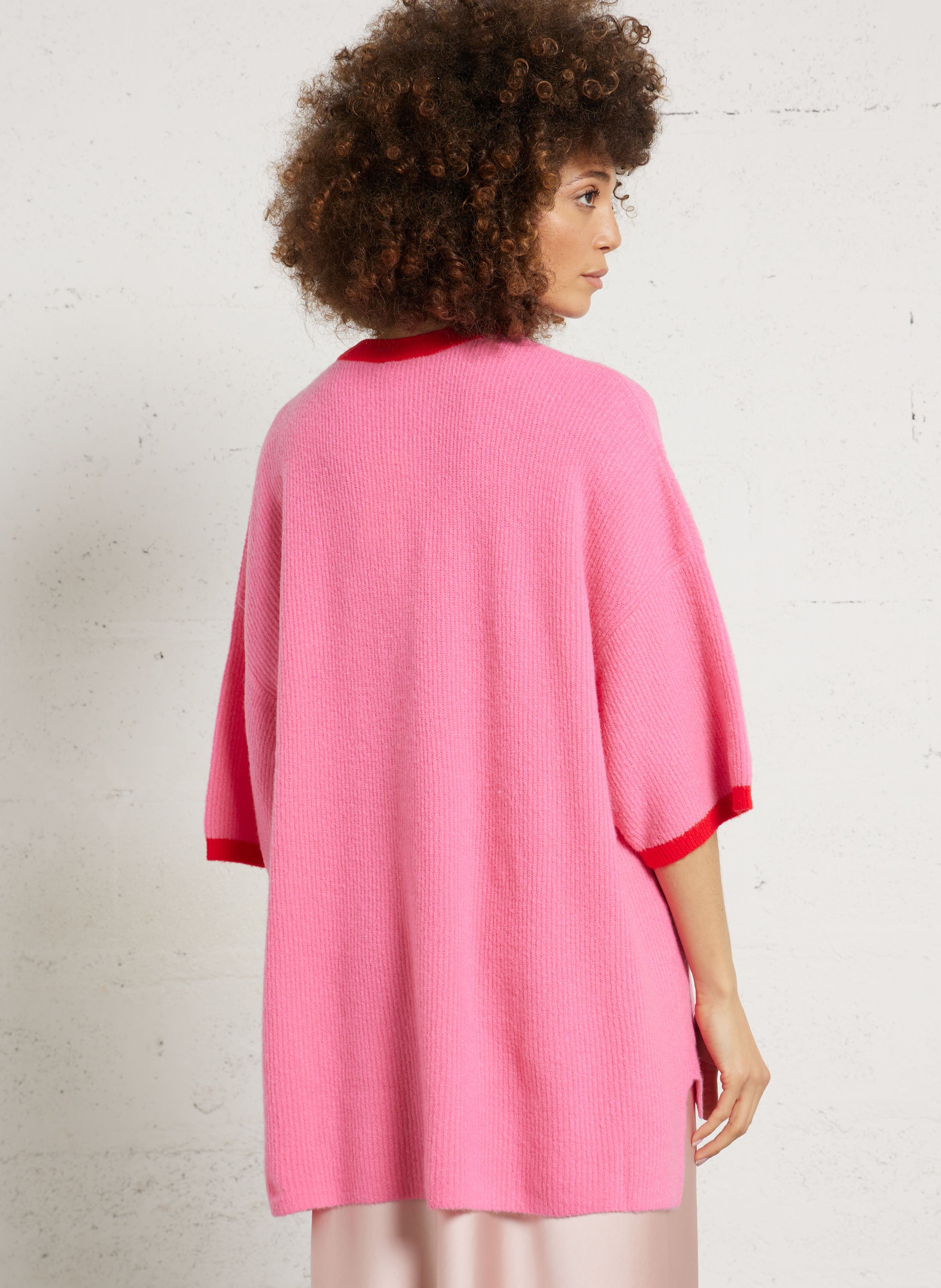 Weit geschnittener Rundhalspullover mit Streifen AMERICAN VINTAGE Rosa