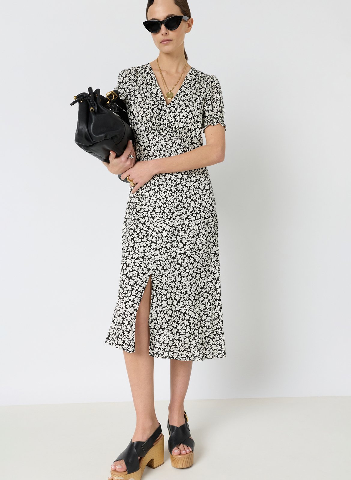 Halflange jurk met kraag GERARD DAREL Zwart