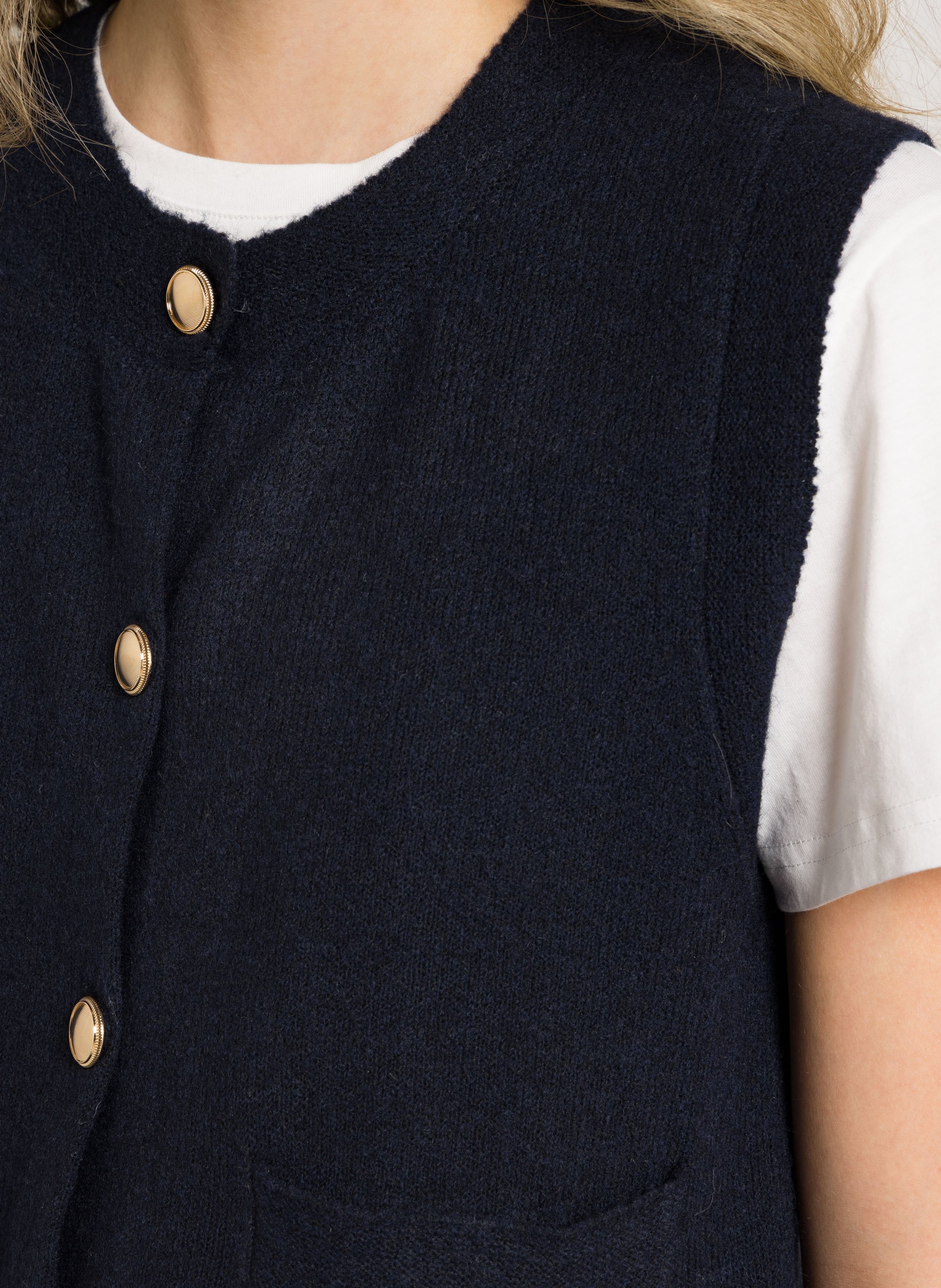 Straight round-neck knit cardigan LA PETITE ETOILE Blue