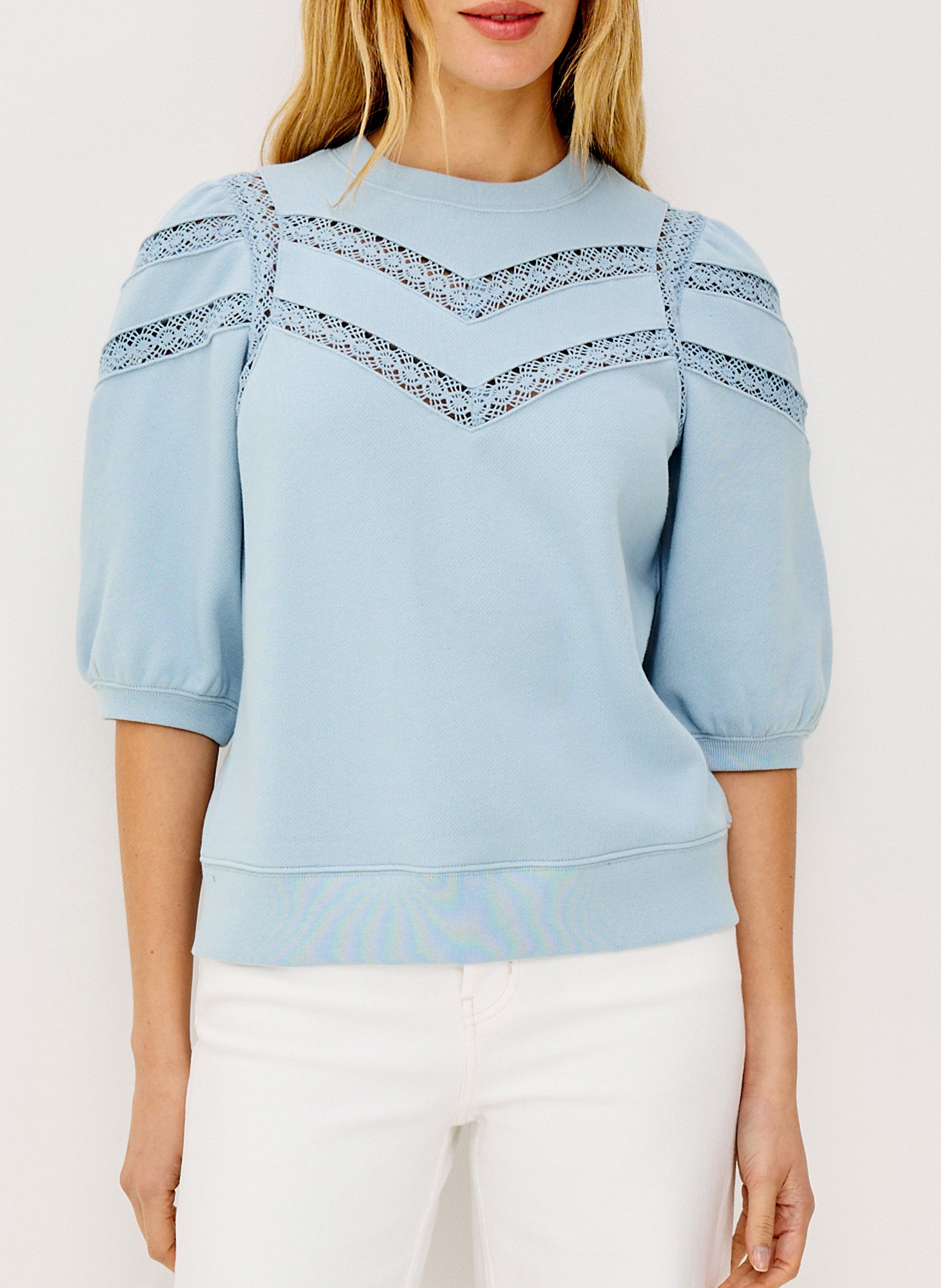 Gerader Rundhals-Pullover aus Baumwolle RAILS Blau