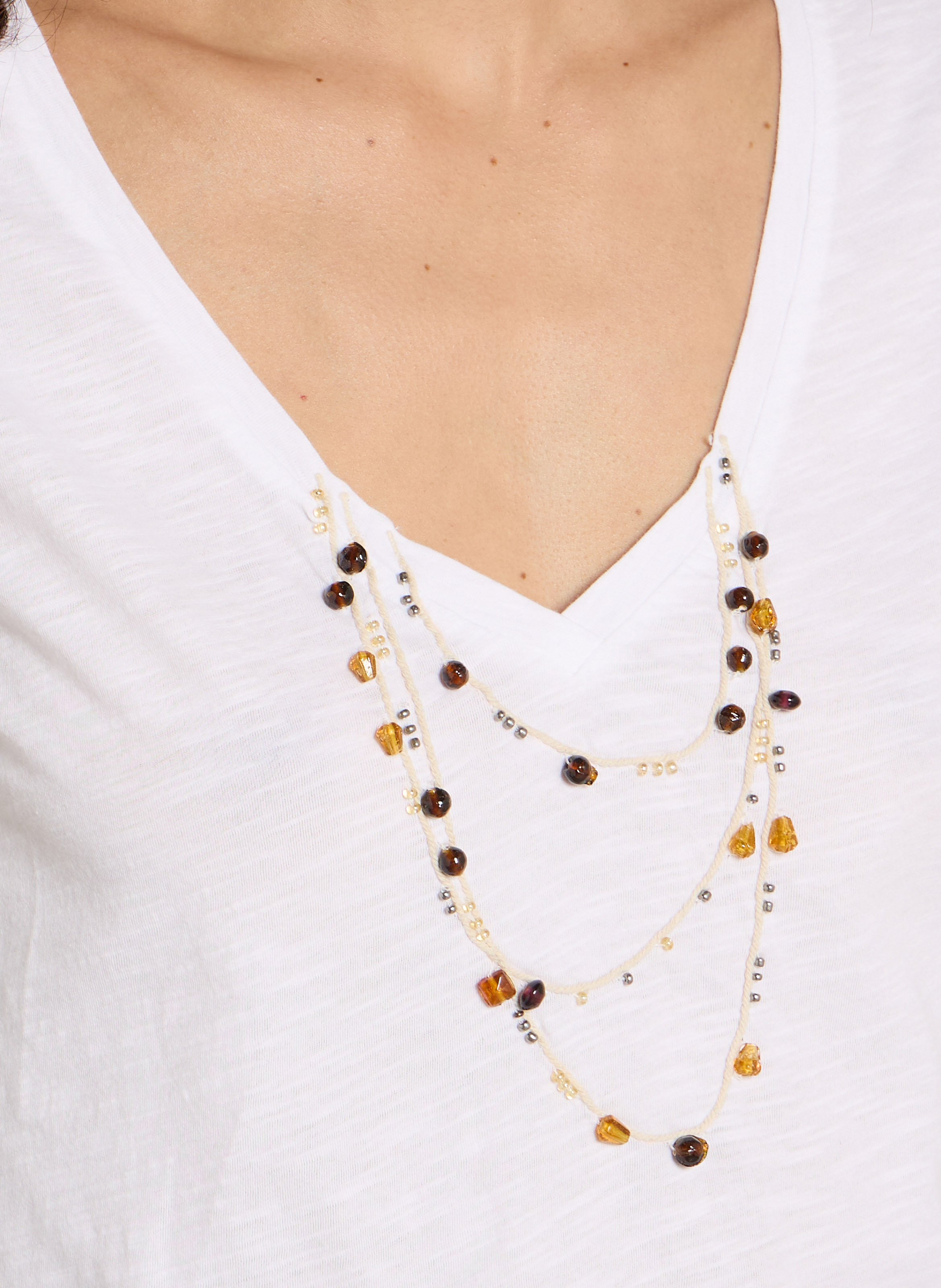 V-neck organic cotton T-shirt LEON & HARPER White