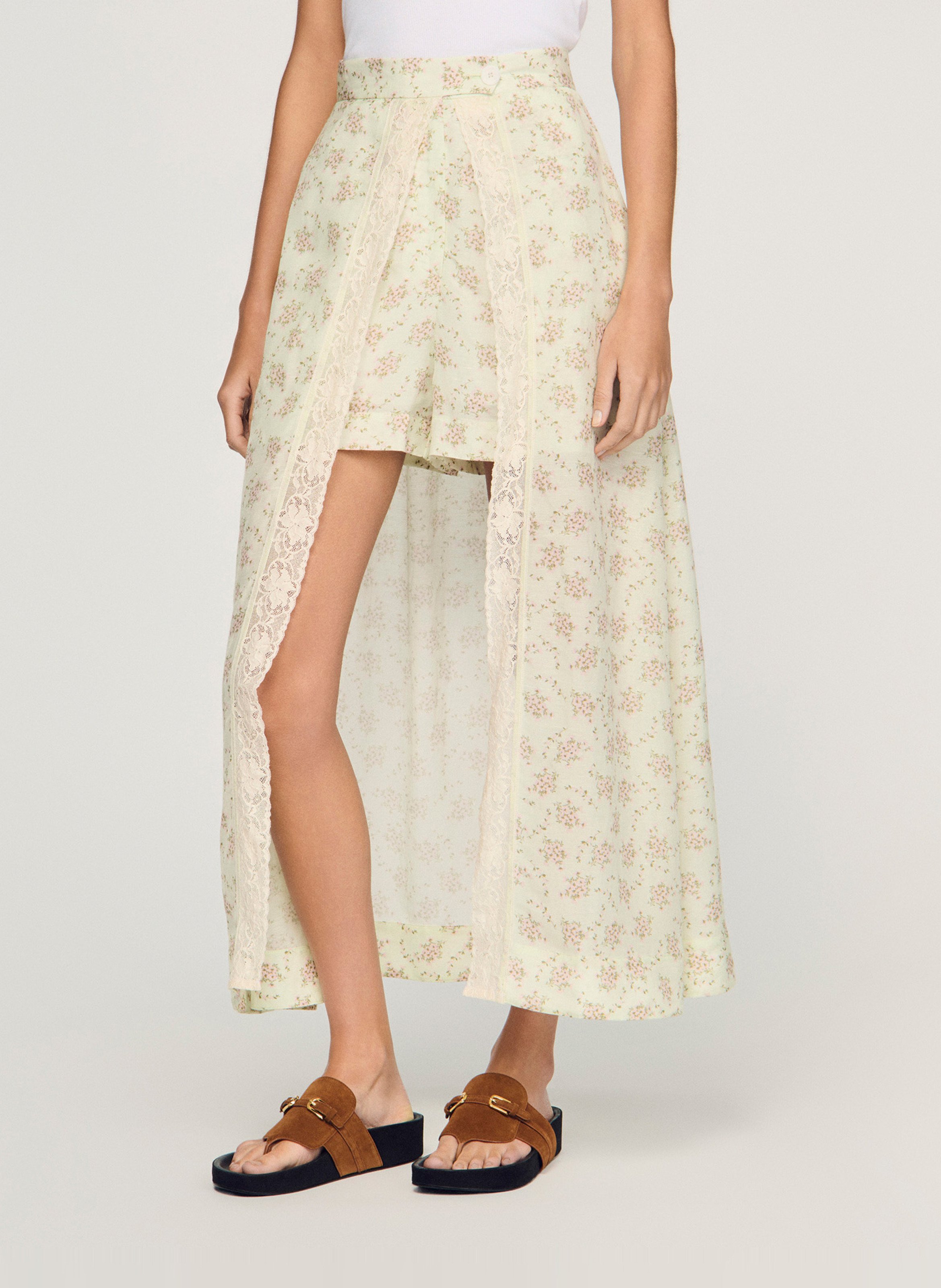 Rechte rok met print SANDRO Roze