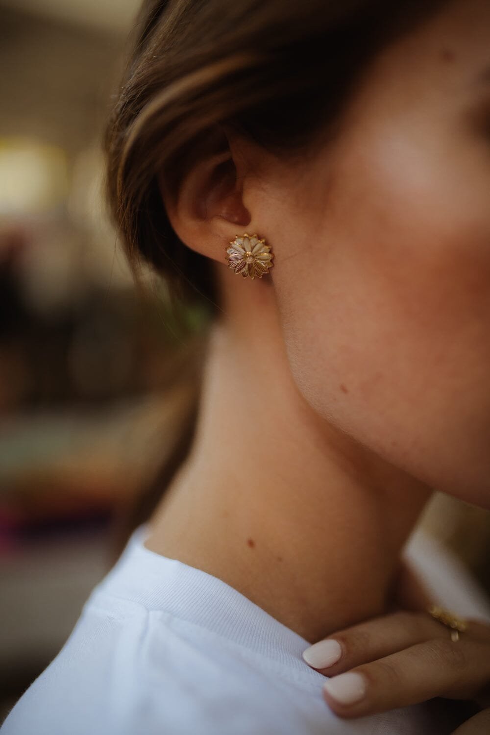 THÉIA - silver-plated flower stud earrings Golden