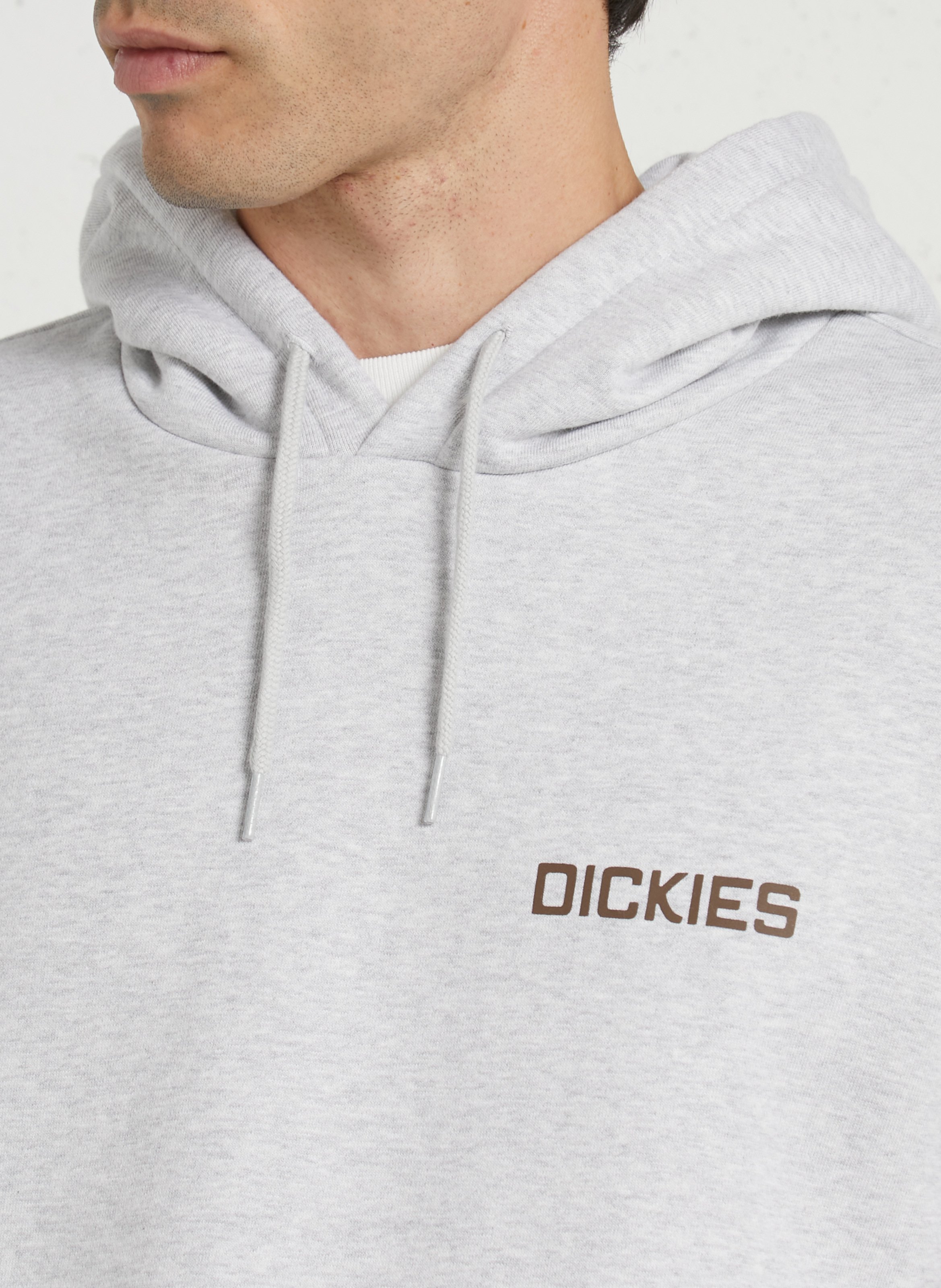Straight hooded sweatshirt screen printed in blended cotton DICKIES Grey