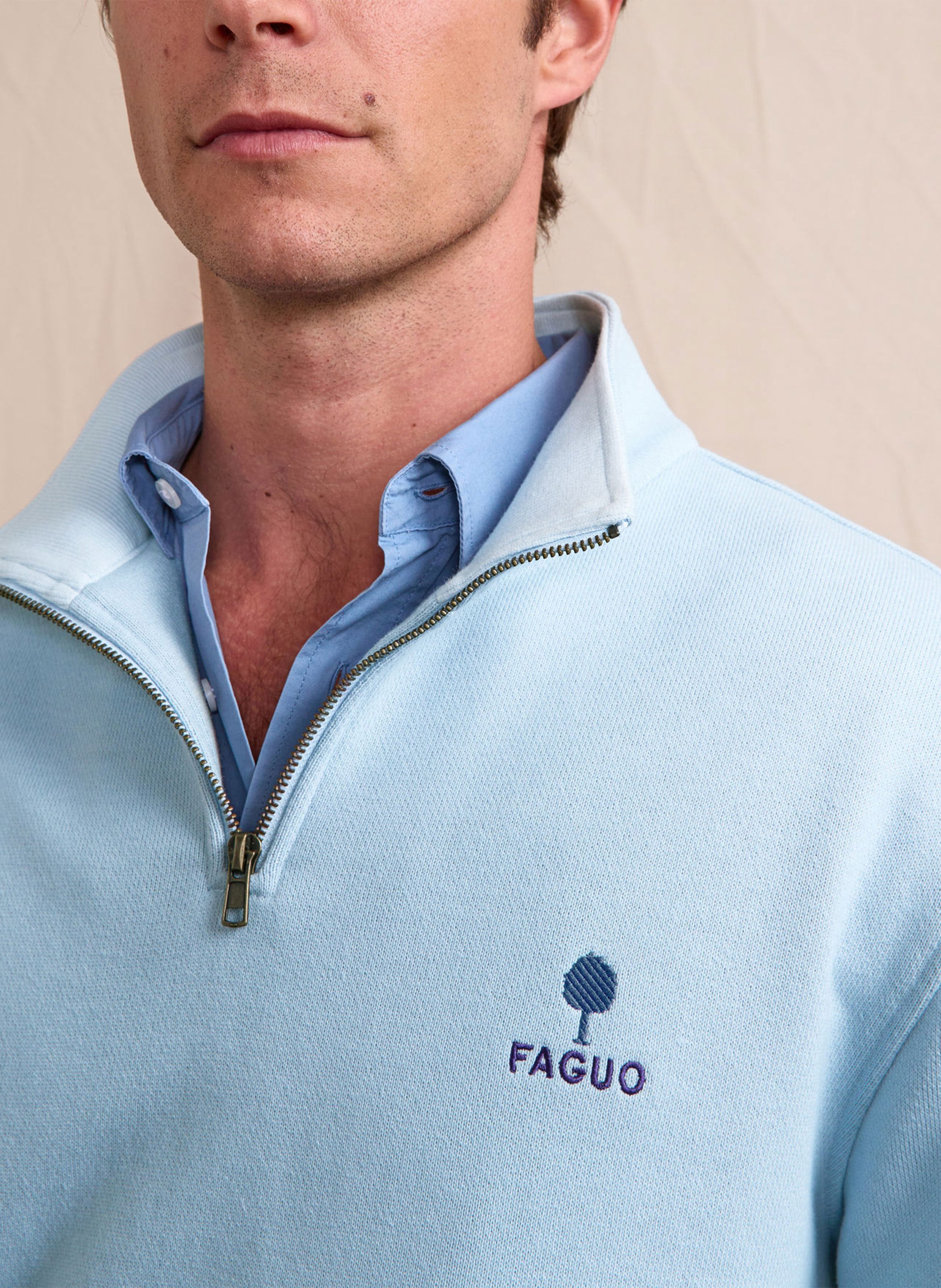 Oversized trui met opstaande kraag van biologisch katoen FAGUO Blauw