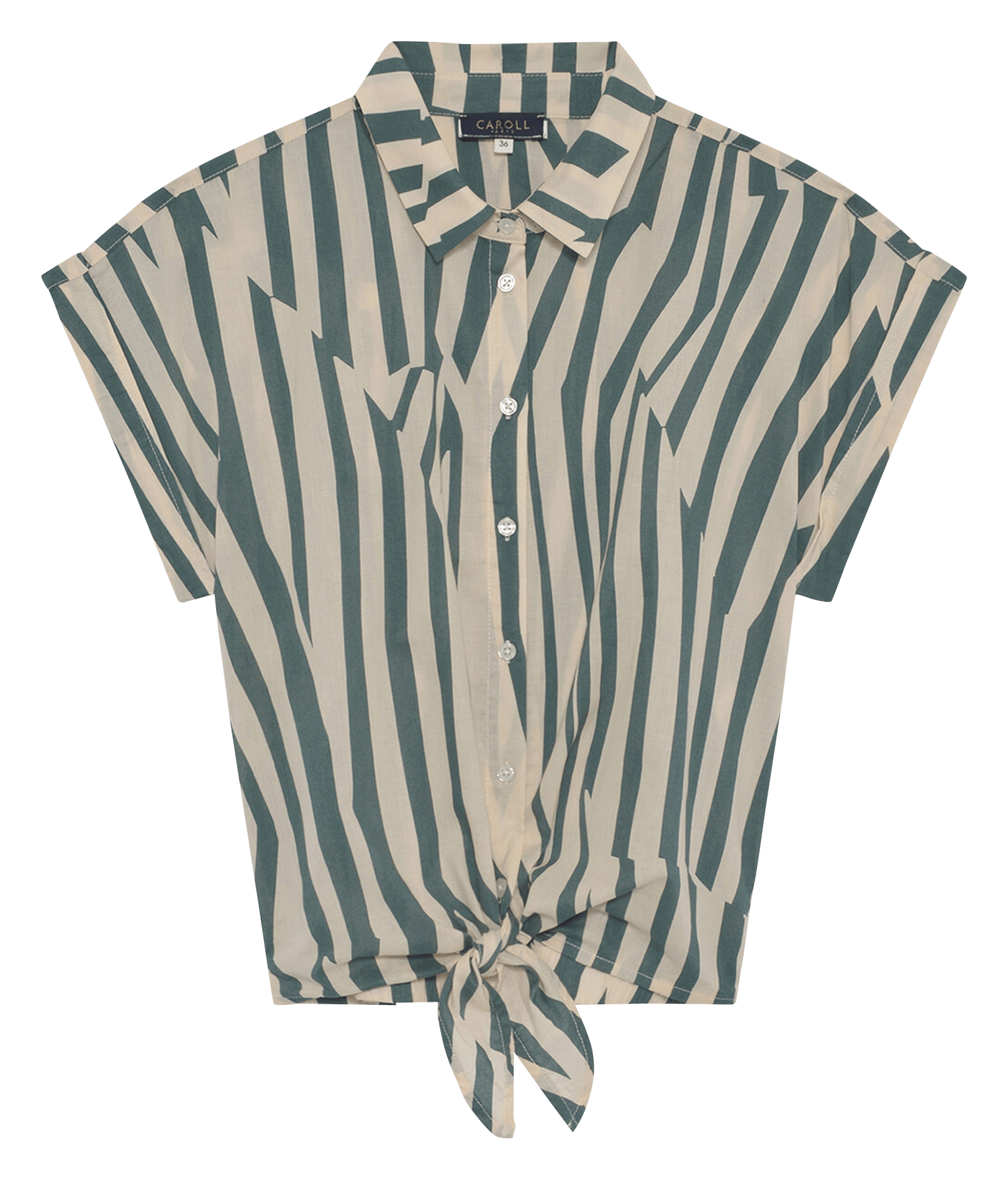 Chemise droite col classique en coton bio imprimé CAROLL Vert