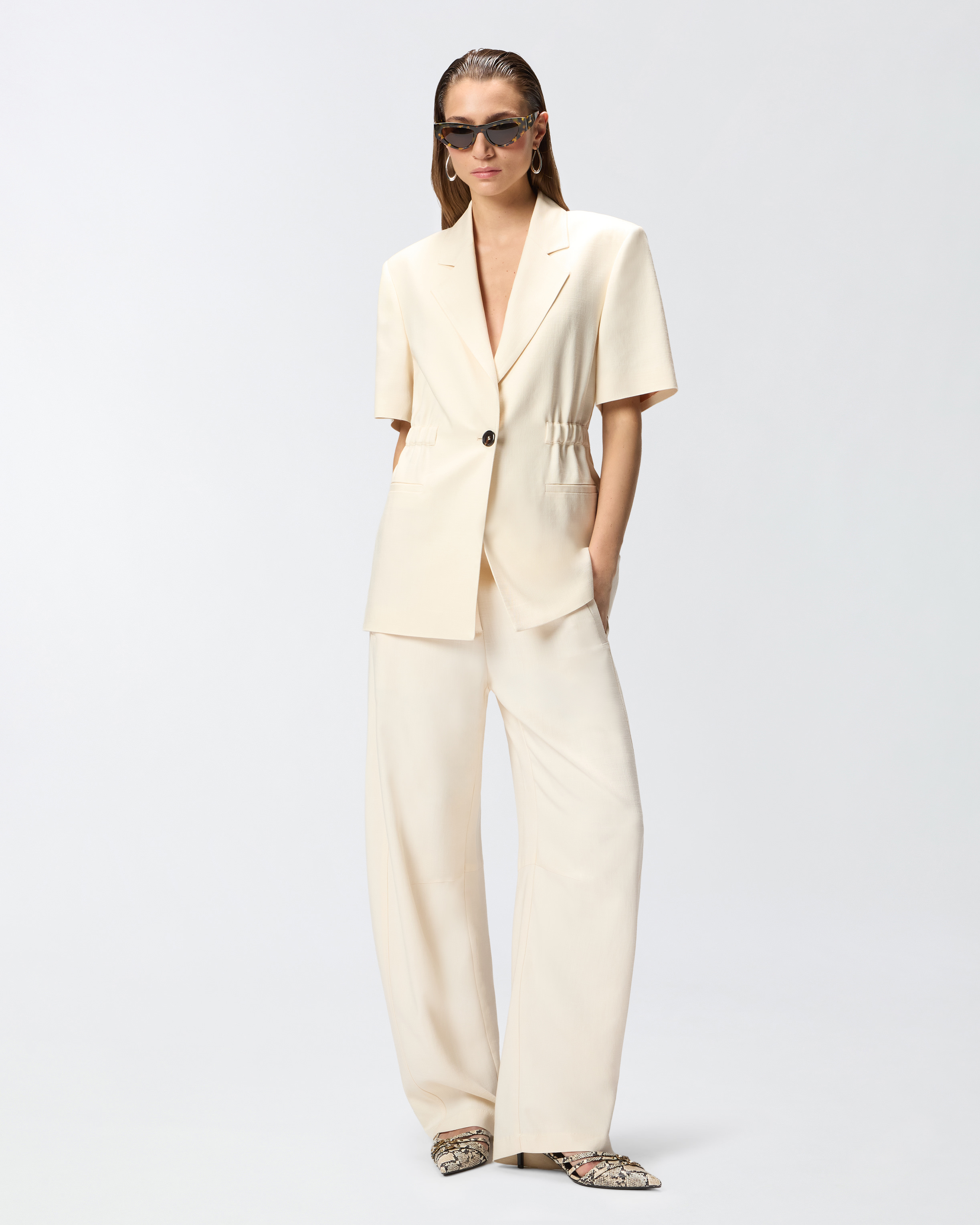 Veste à manches courtes à taille élastique PINKO Beige