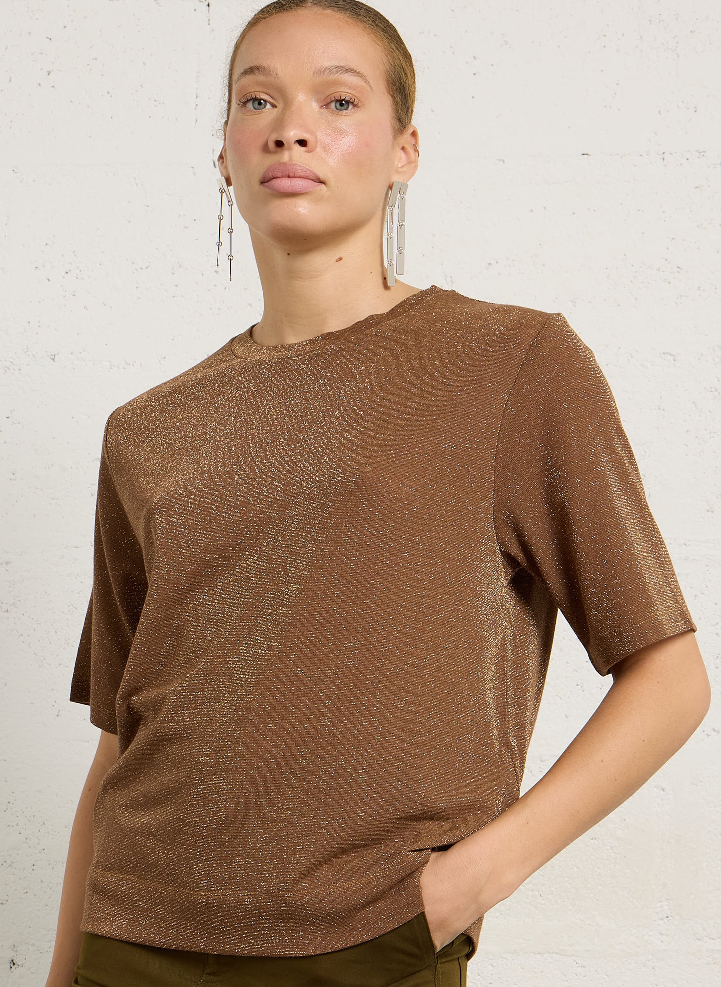 Tee-shirt ample col rond métallisé  MOMONI