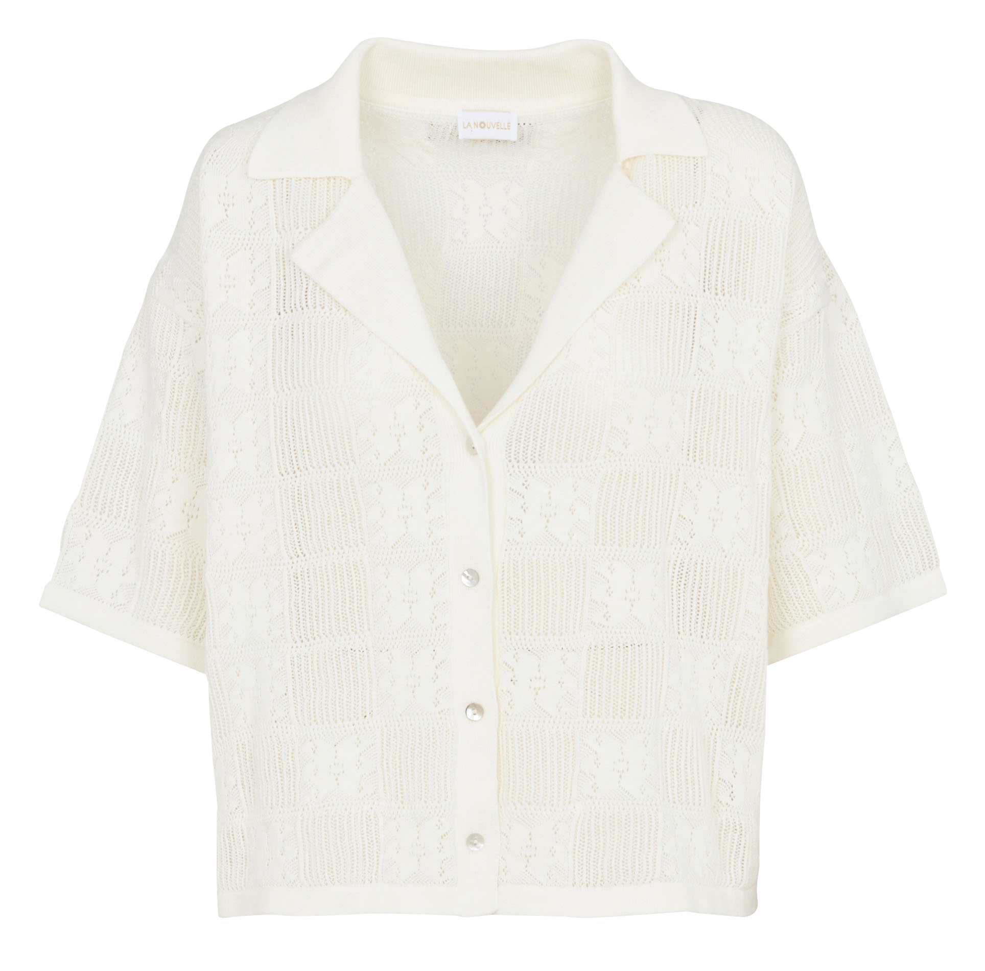 Top col tailleur en coton LA NOUVELLE Blanc