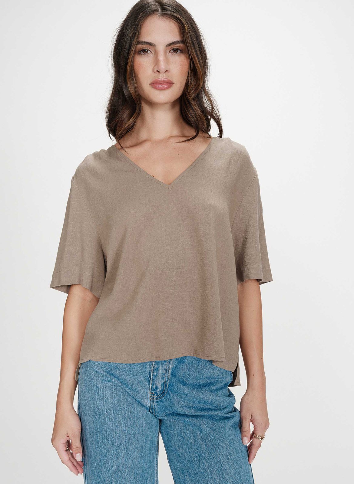 Top droit col V GRACE ET MILA