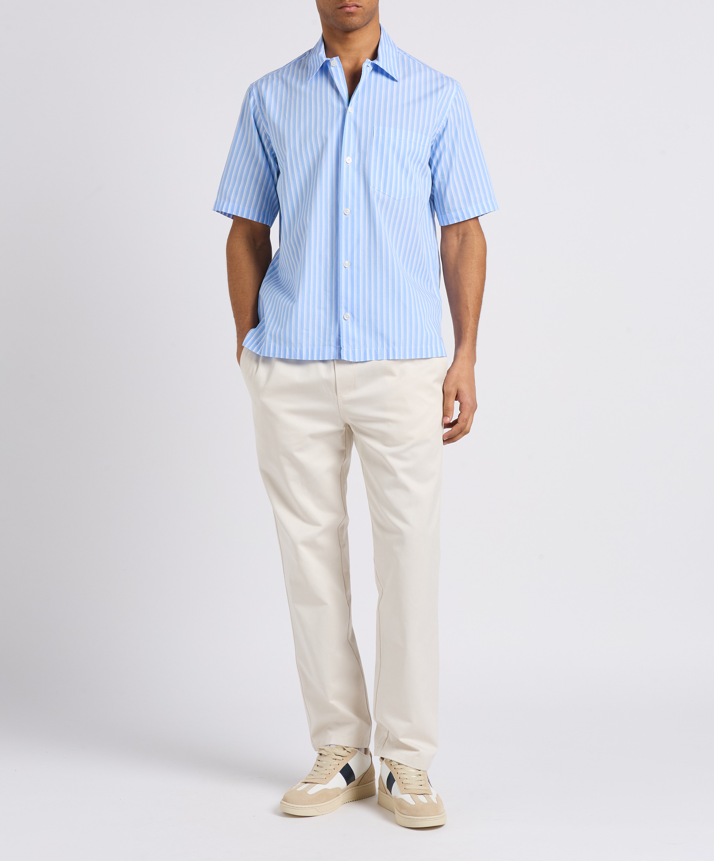 Straight-leg organic cotton-blend pants SAMSOE SAMSOE White