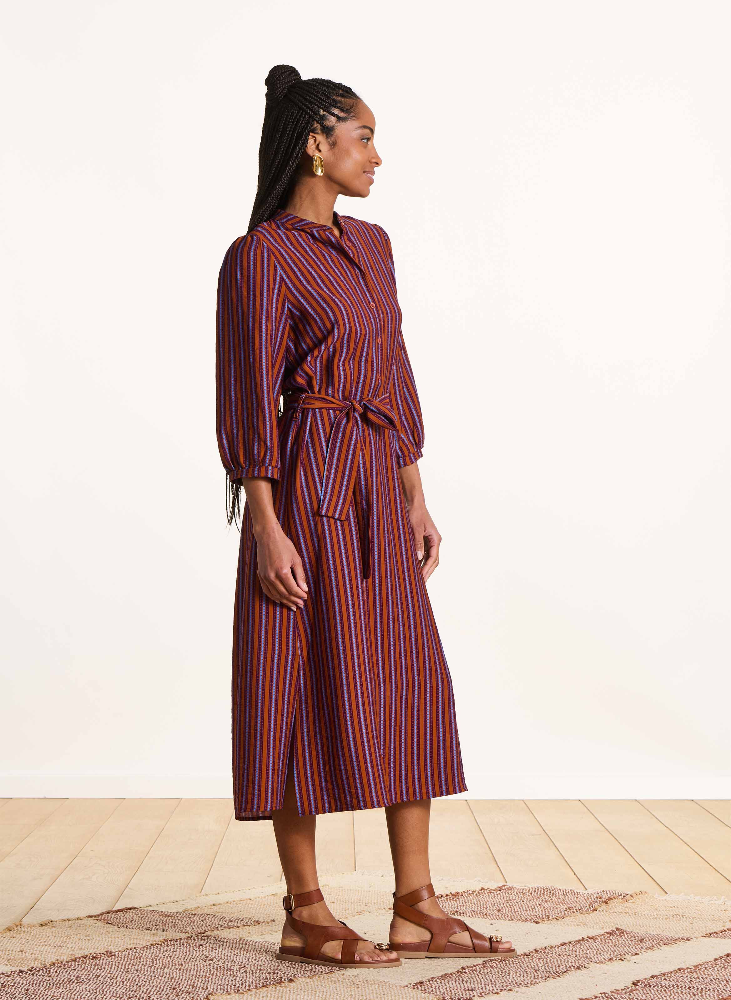Robe midi à rayures LA FEE MARABOUTEE Multicolore