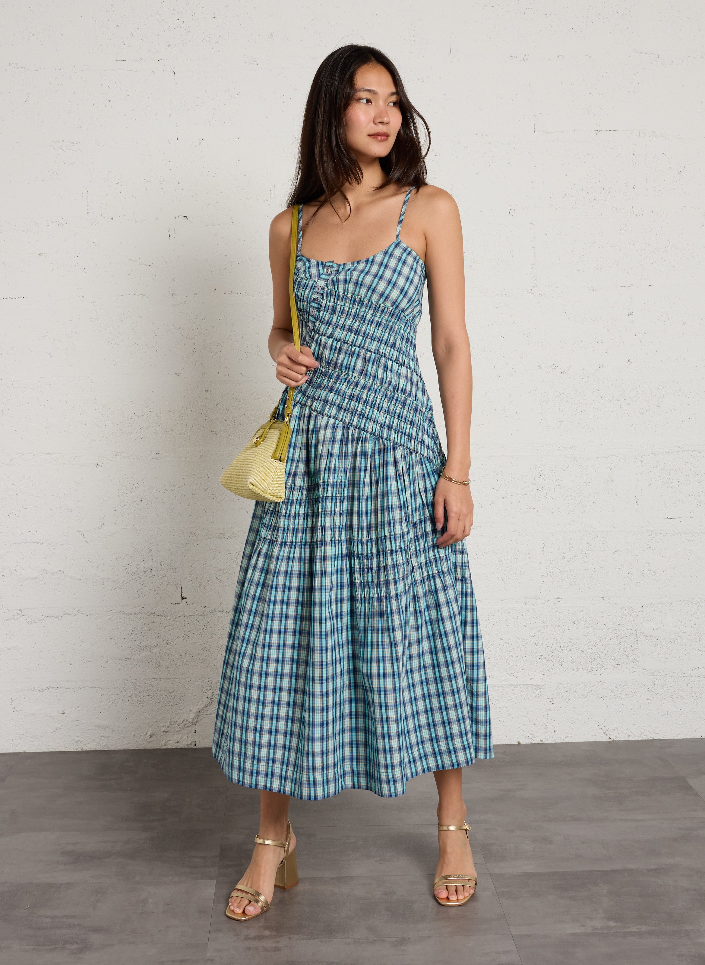 Weites Maxikleid aus Bio-Baumwolle DAMSON MADDER Blau