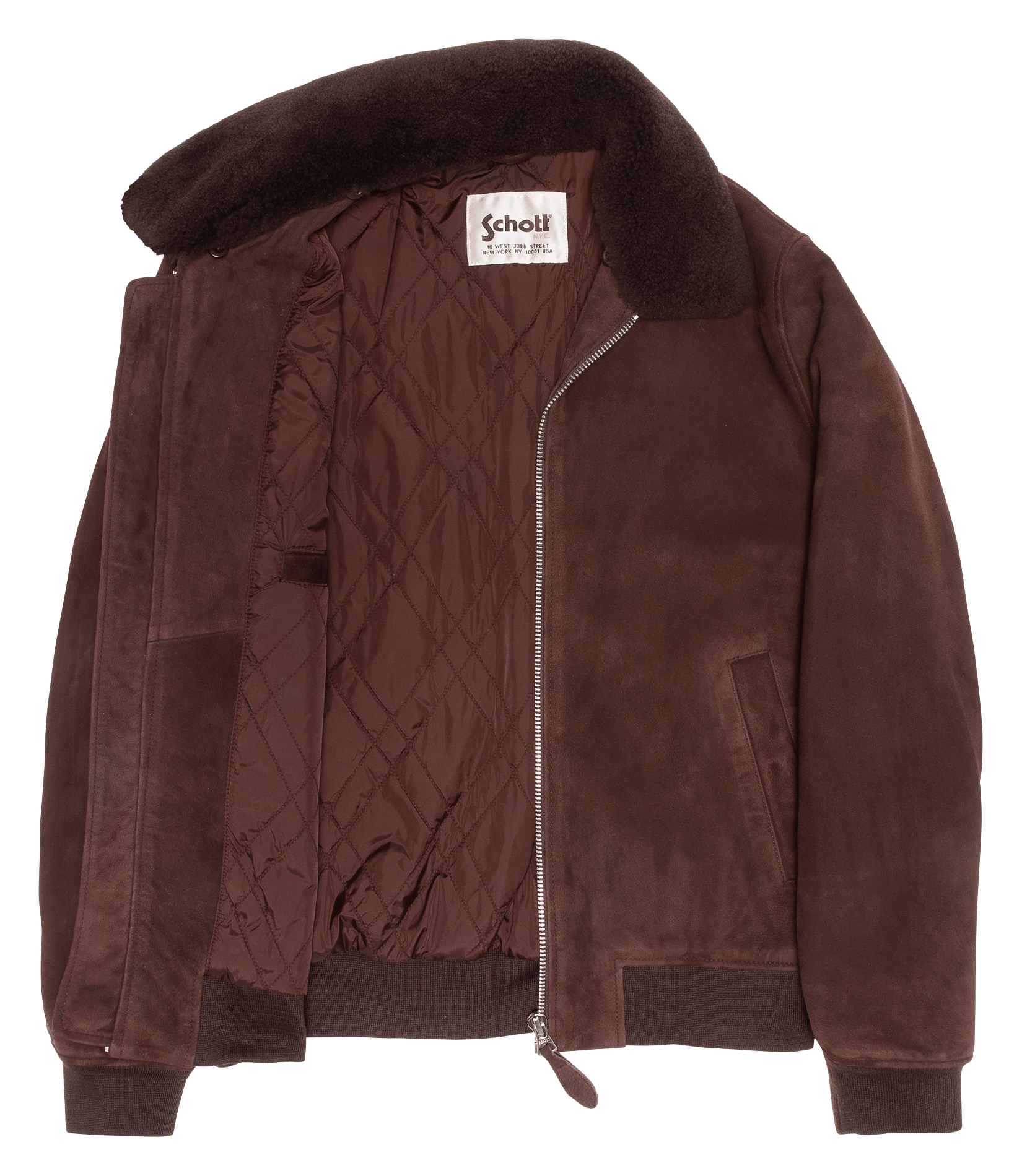 Gerader Veloursleder-Blouson SCHOTT Braun