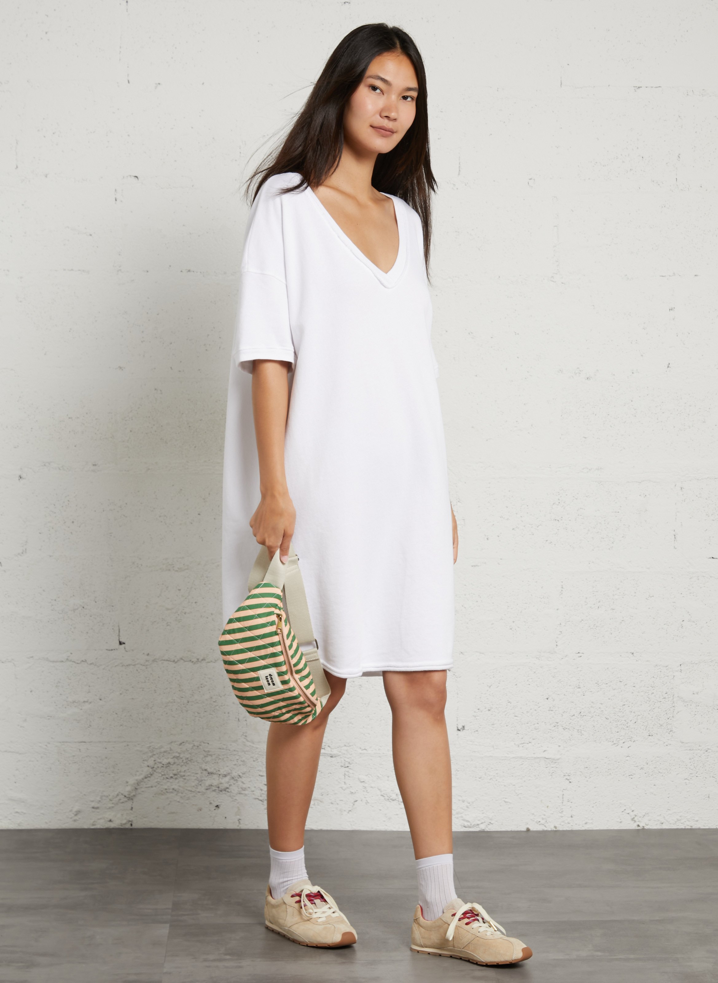 Sac banane en coton rayé PIECES Orange