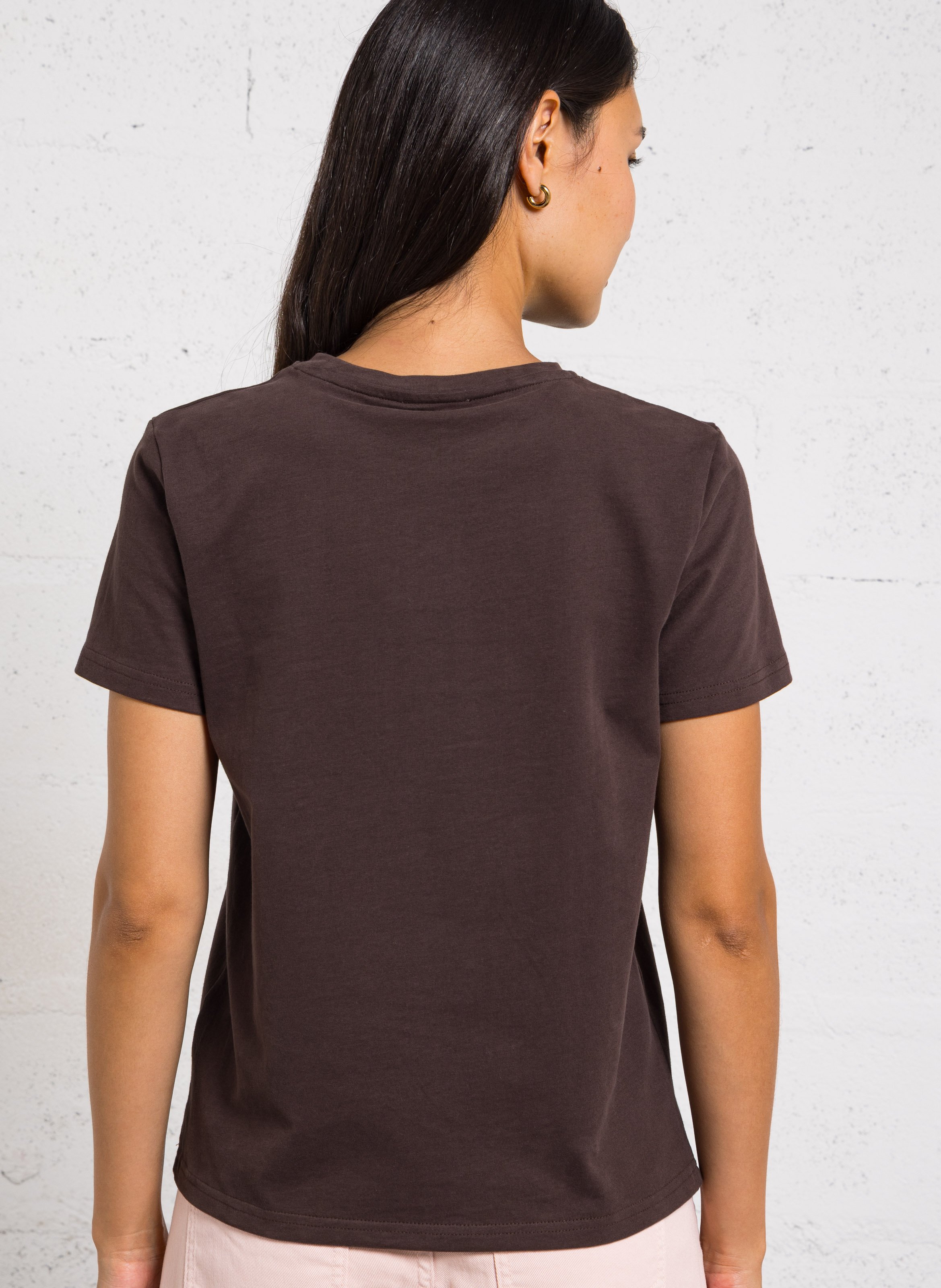 Tee-shirt droit col rond uni LA PETITE ETOILE Marron