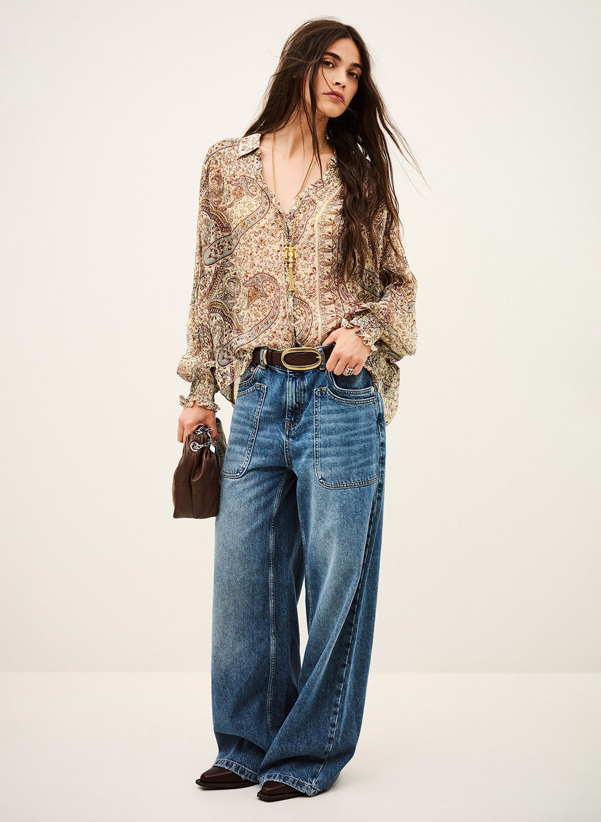 Gedrukte vloeibare blouse met knoopjes | Blauw BA&SH Dames