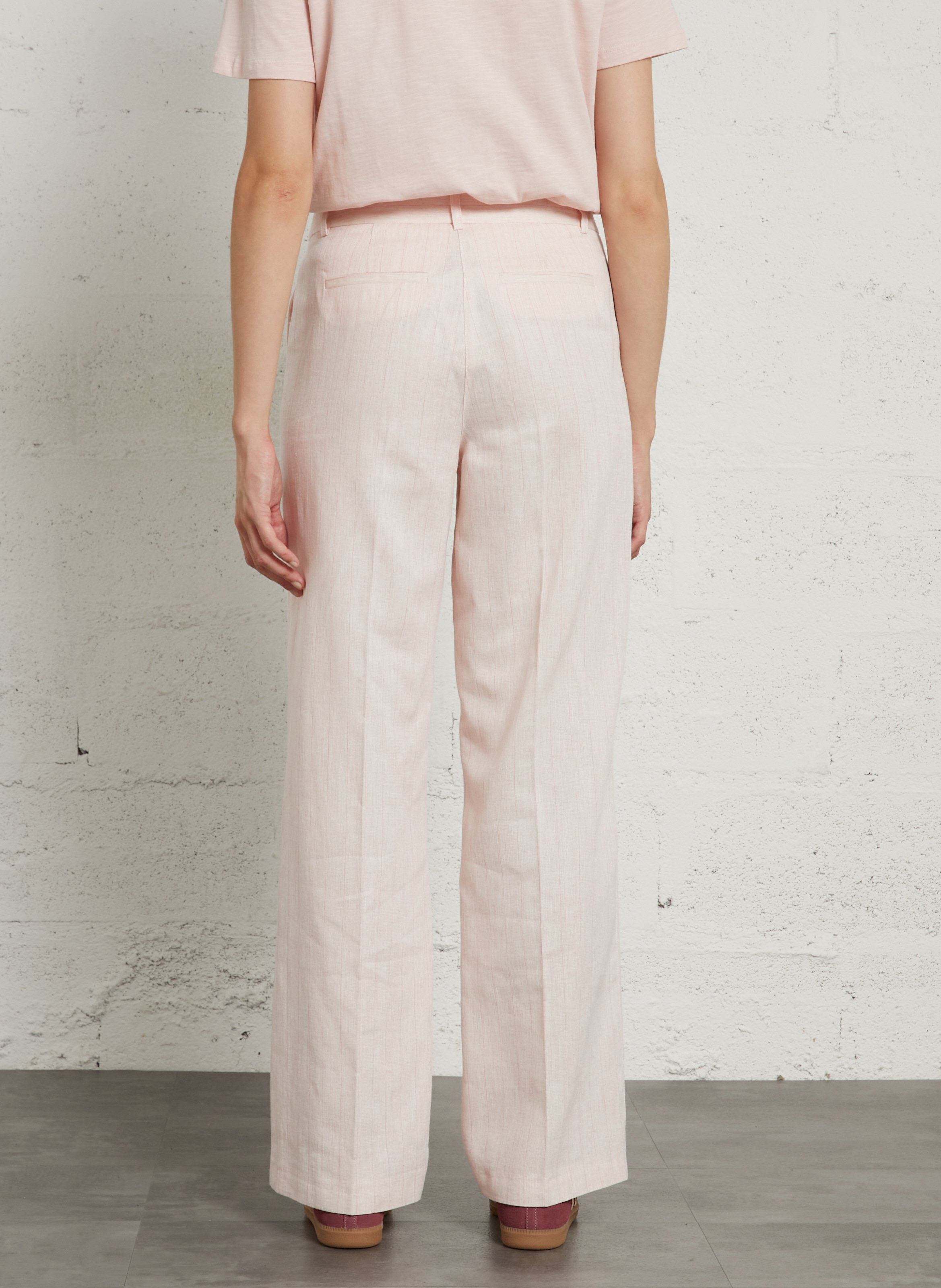 Wide-leg Striped Cotton Blend Pants MAISON 123 Pink