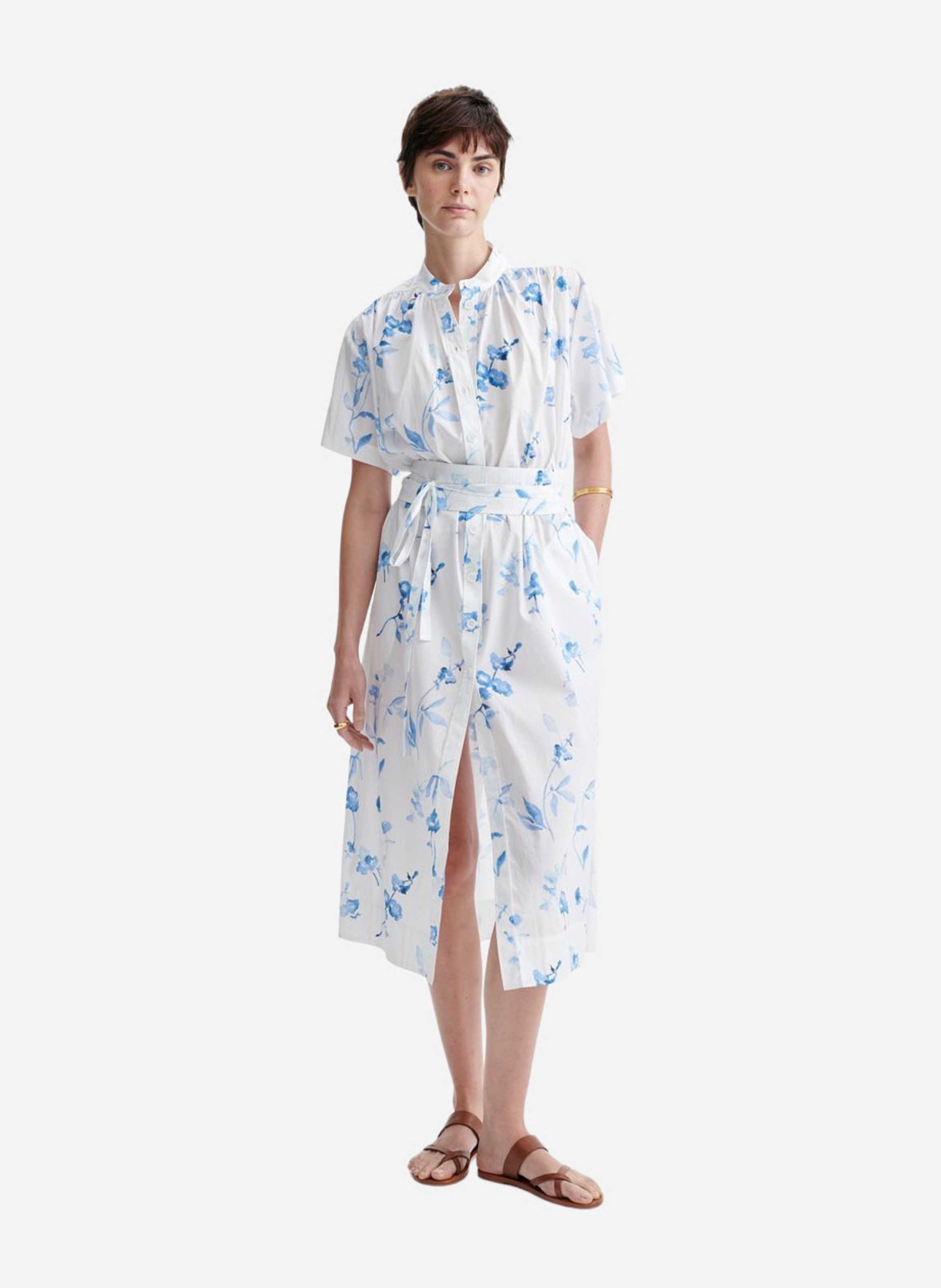 Robe chemise imprimée à ceinture VANESSA BRUNO Blanc