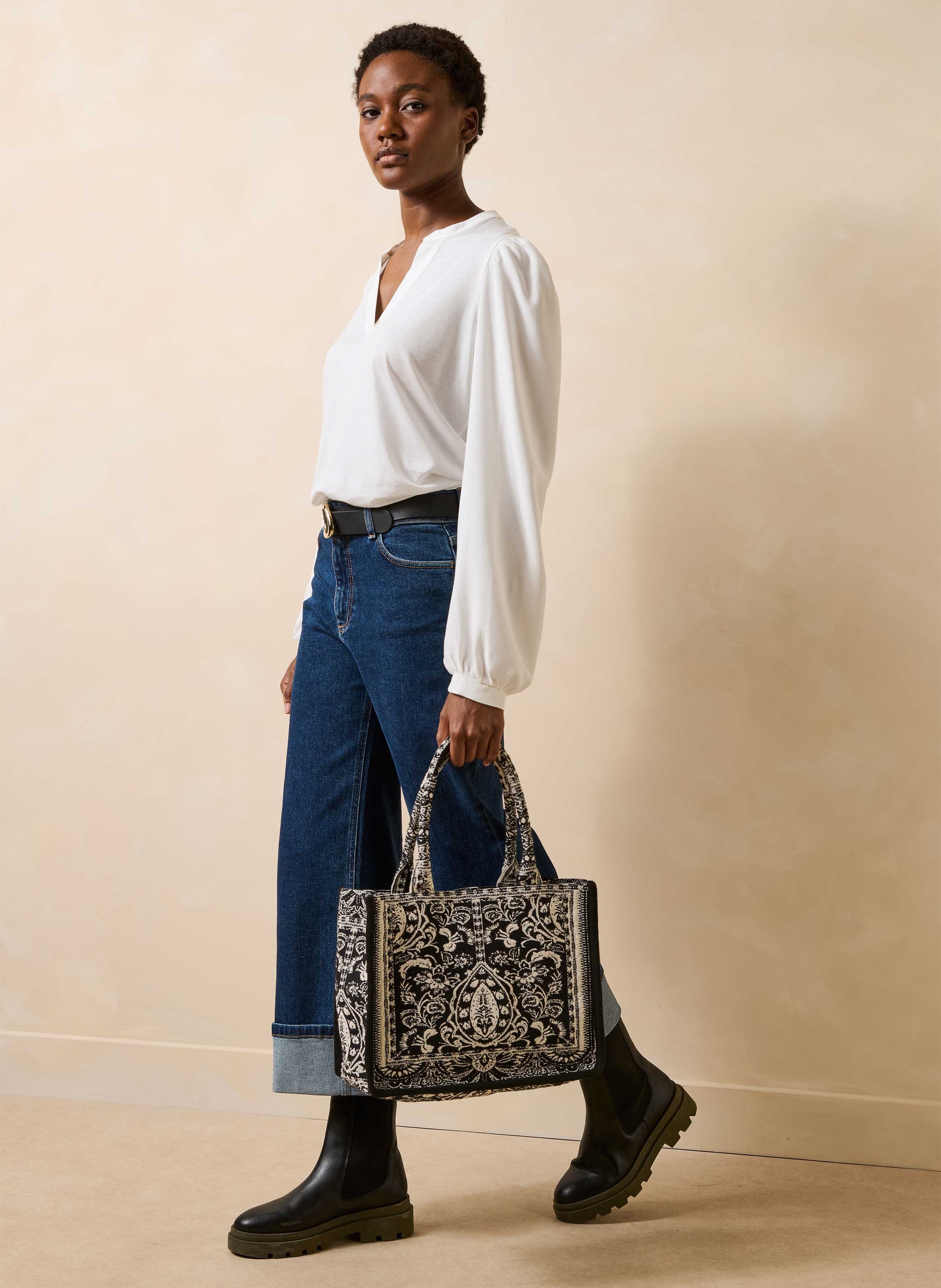 Shopper van jacquard LA FEE MARABOUTEE Zwart
