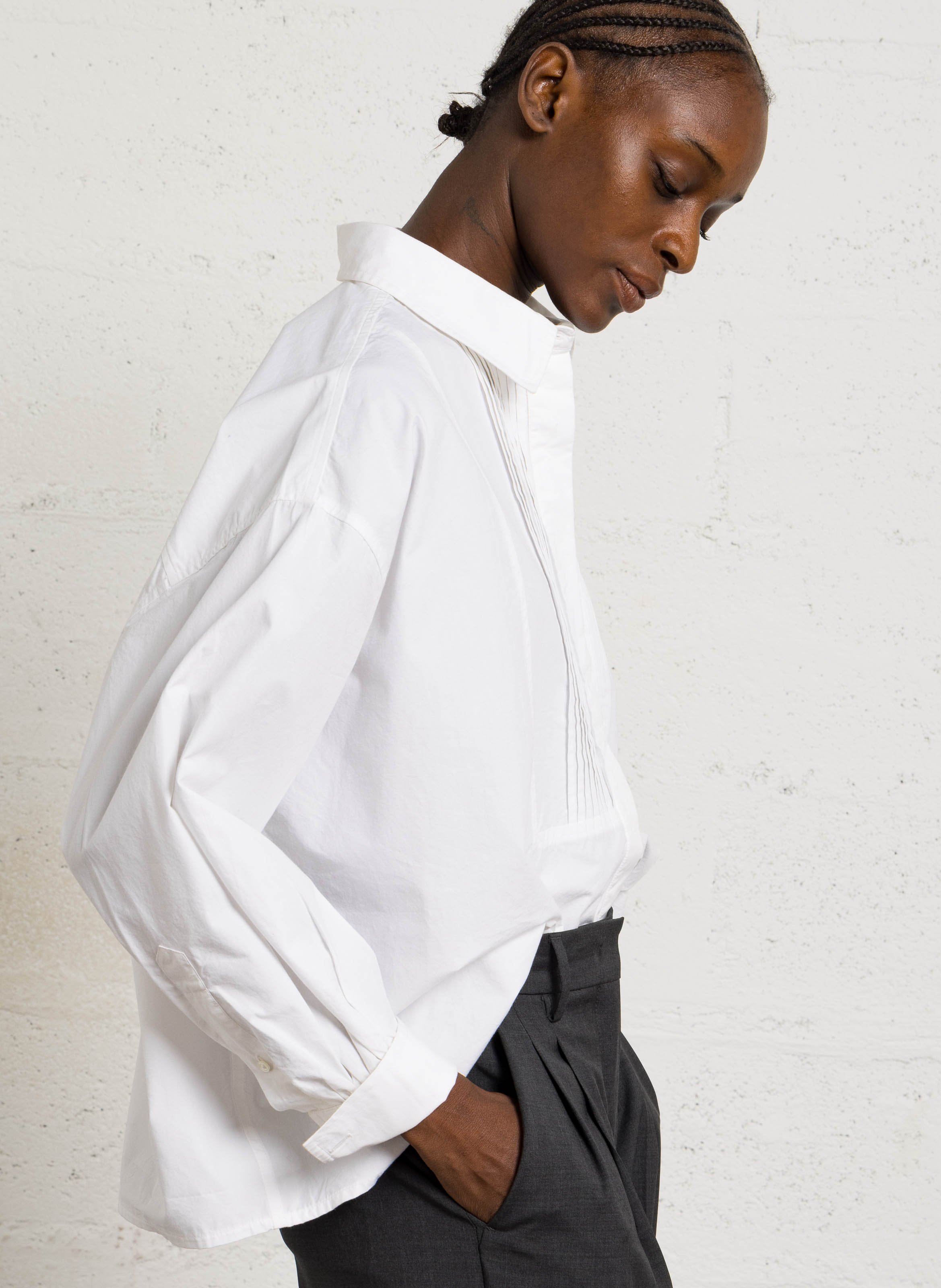 Chemise oversize col classique en coton BELLEROSE Blanc