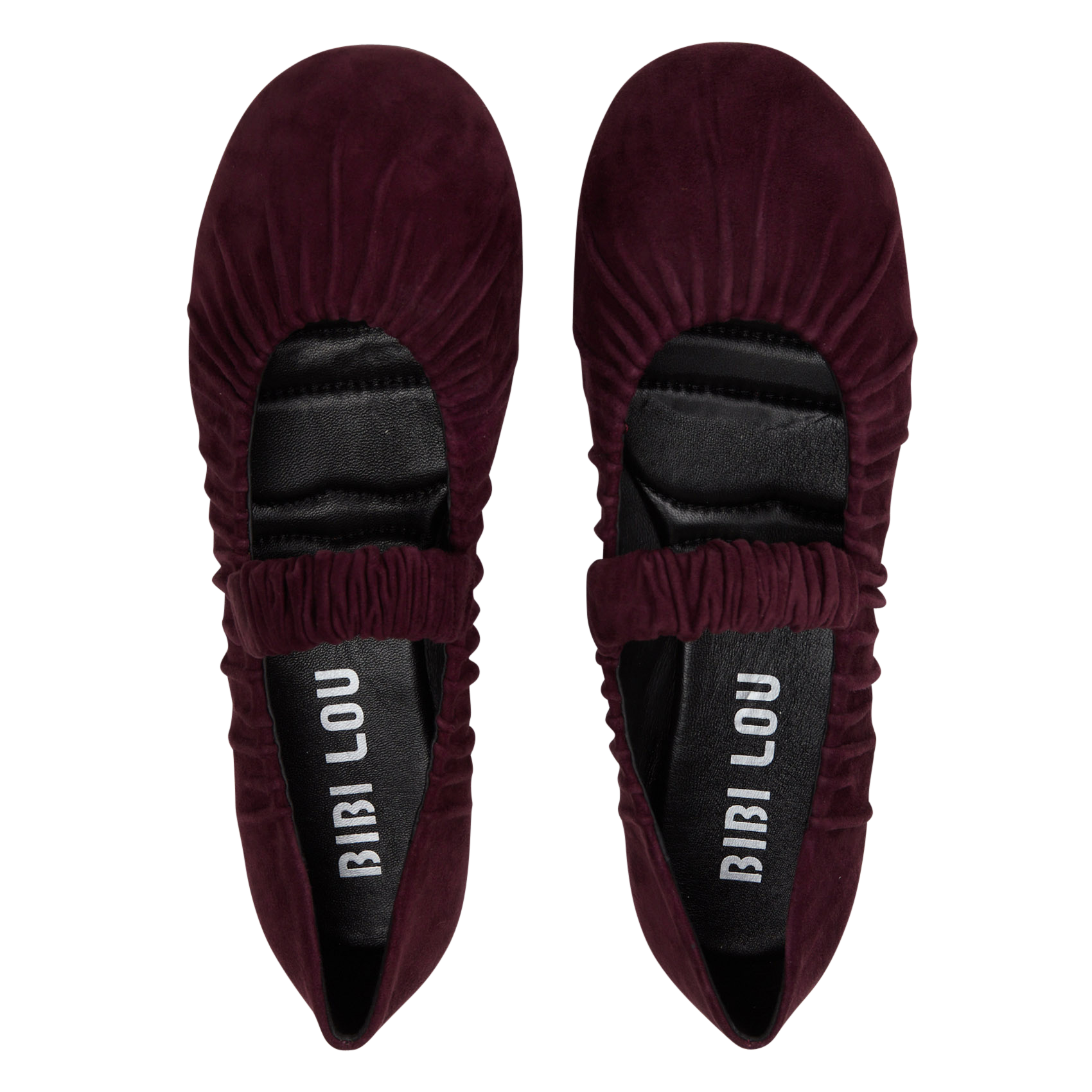 Suede leather ankle strap ballerina flats | Red BIBI LOU Women