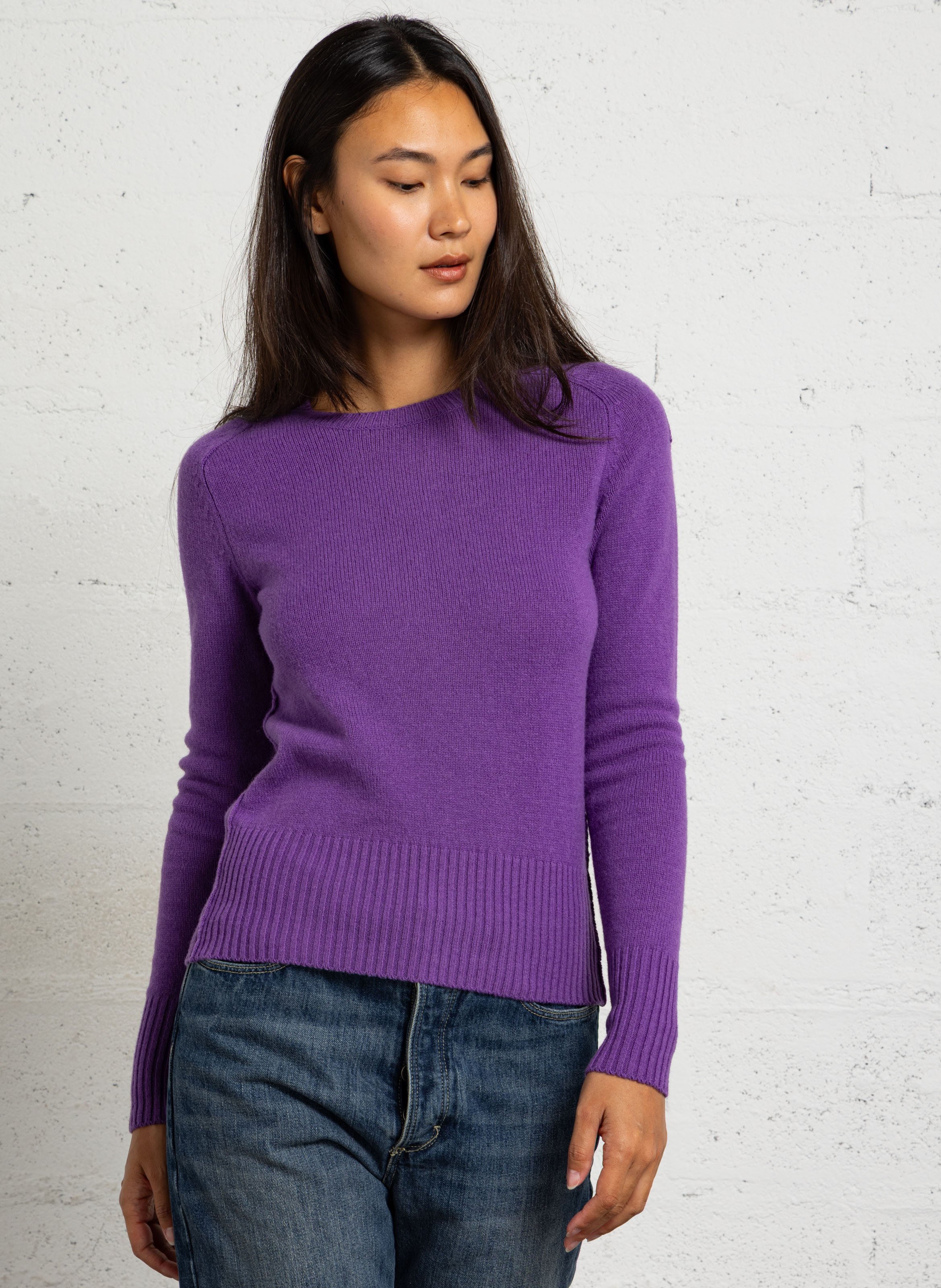 Round-neck wool sweater SOEUR Purple
