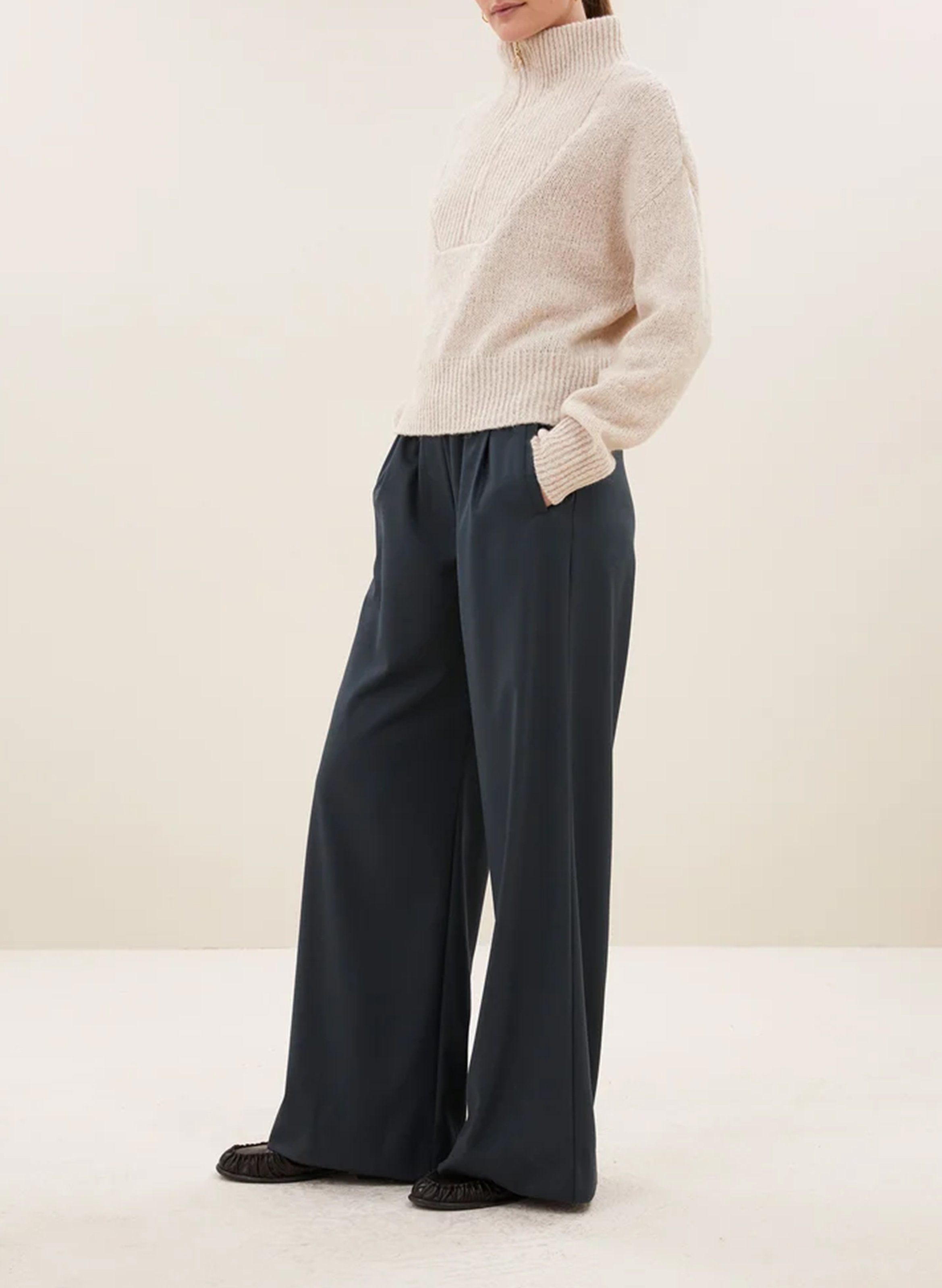 Pantalon taille haute large uni BY BAR Vert