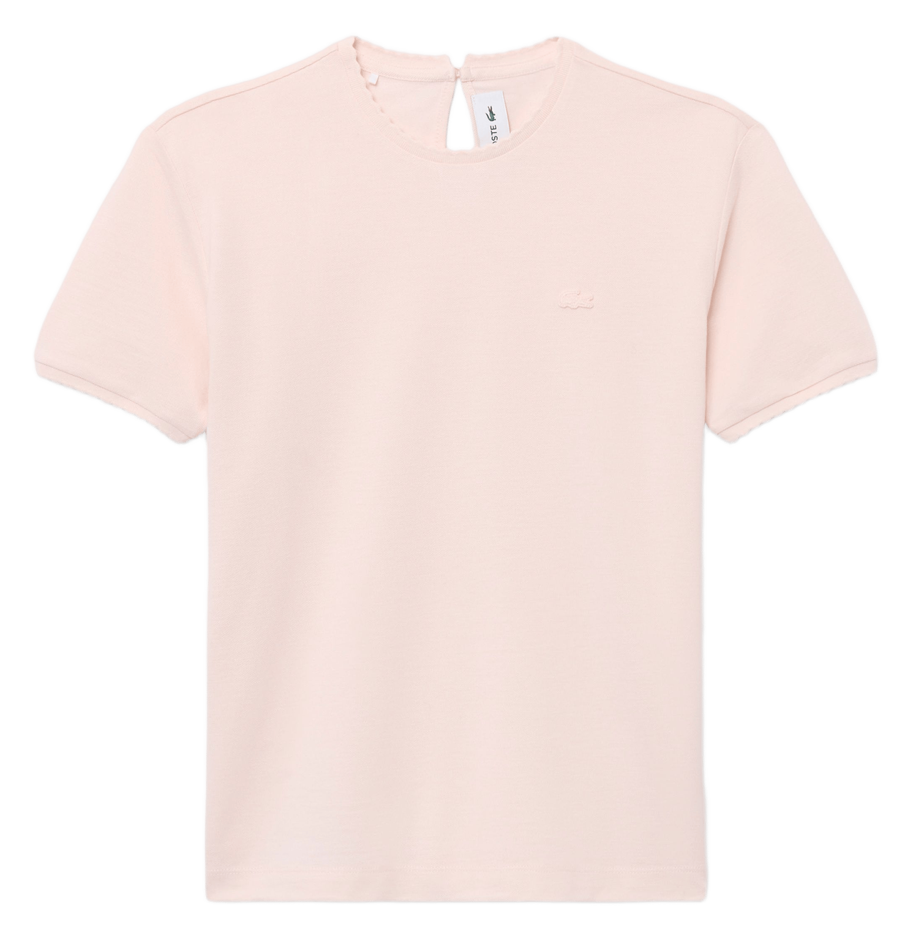 Gerader T-Shirt mit Rundhalsausschnitt und Wellenkante aus Baumwollmischung LACOSTE Rosa